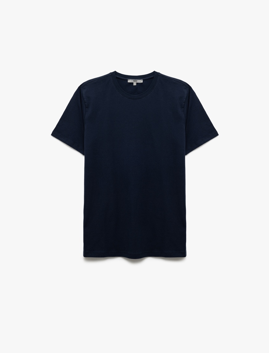   Pamuklu Kısa Kollu Slim Fit Bisiklet Yaka Erkek Basic Tişört