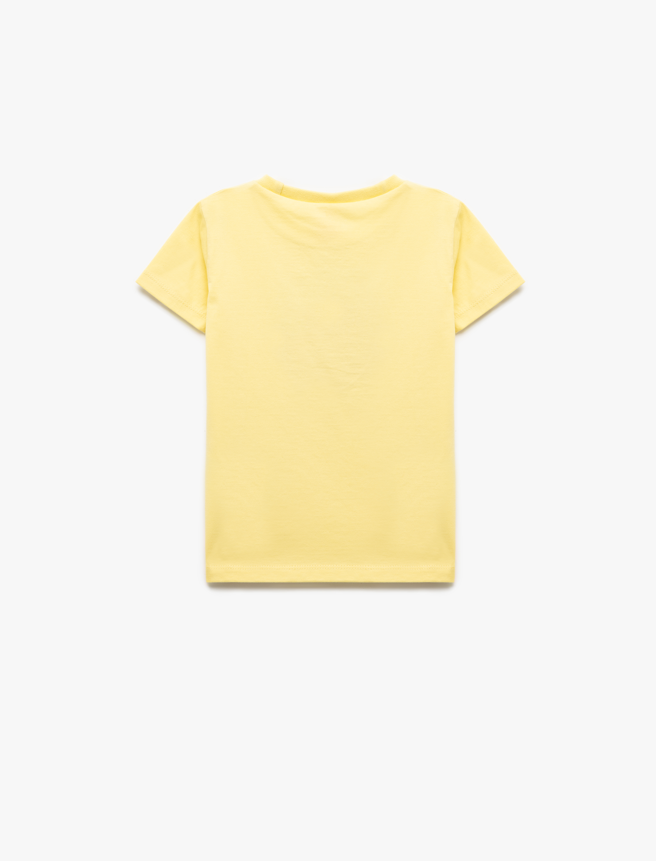  Kız Bebek Bisiklet Yaka Pamuklu Pullu İşlemeli Kısa Kollu Tişört