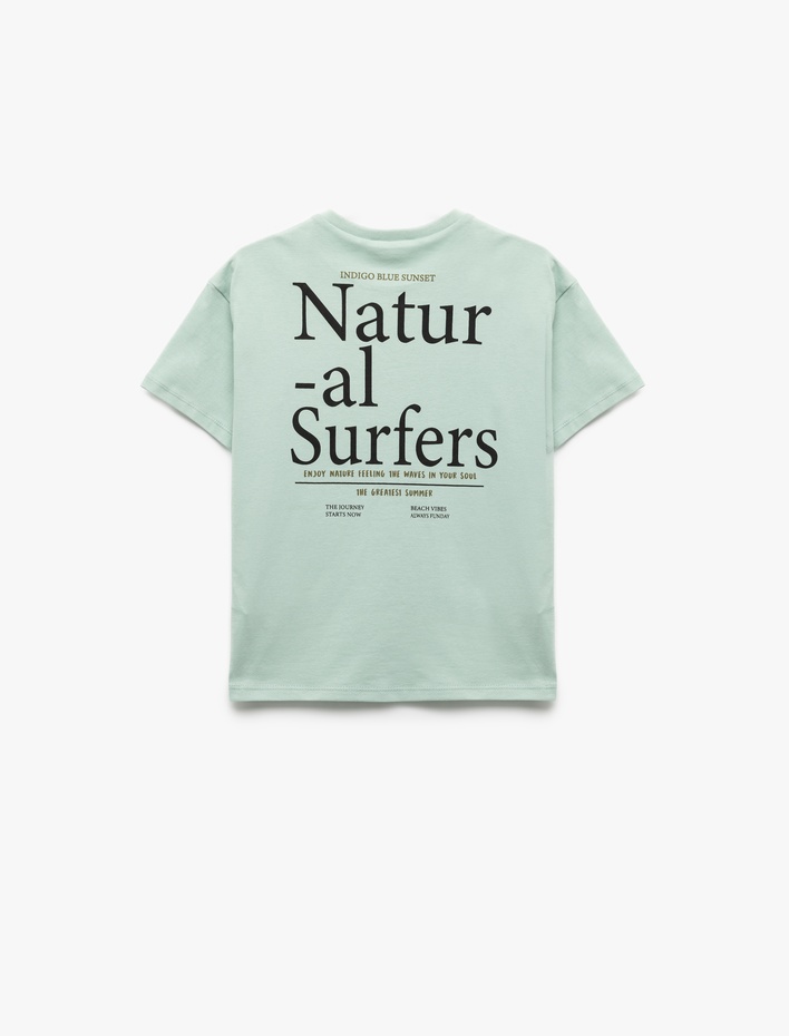 Erkek Çocuk Bisiklet Yaka Kısa Kollu Pamuklu Arkası Baskılı Tişört