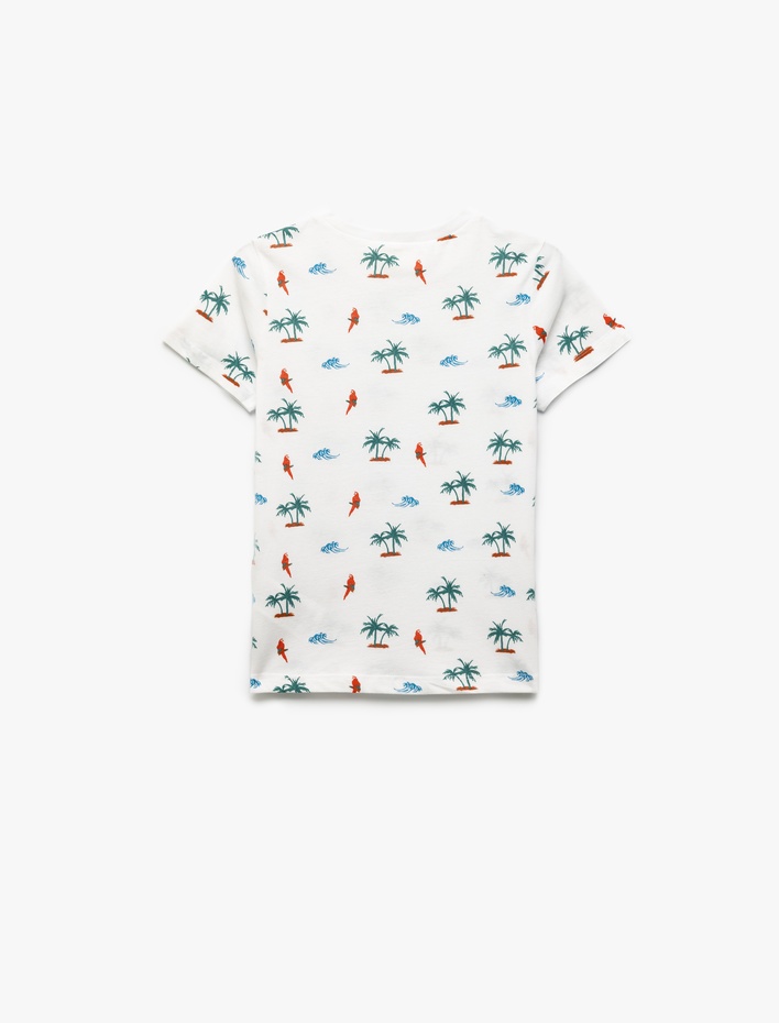 Erkek Çocuk Desenli Bisiklet Yaka Kısa Kollu Pamuklu Tişört