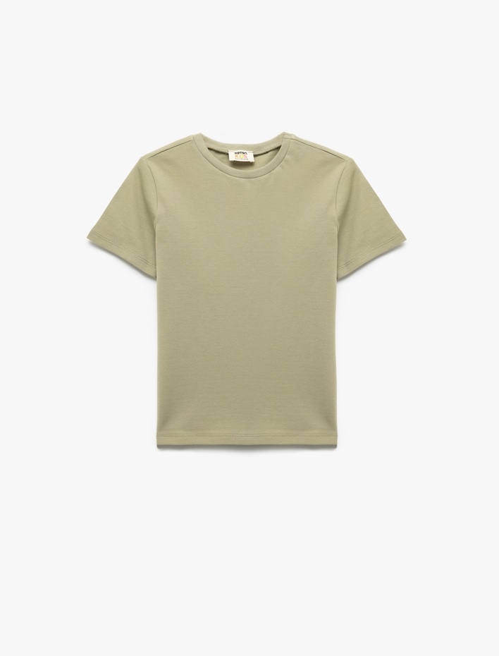 Erkek Çocuk Pamuklu Kısa Kollu Bisiklet Yaka Basic Tişört