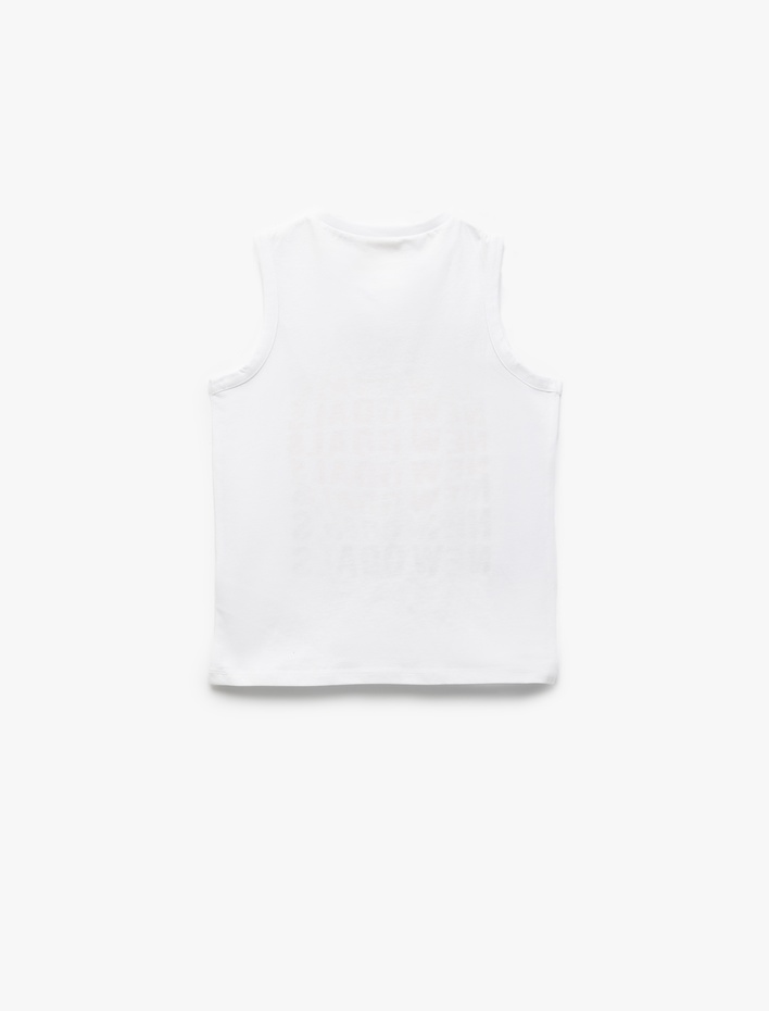 Erkek Çocuk Bisiklet Yaka Kolsuz Pamuklu Baskılı Atlet