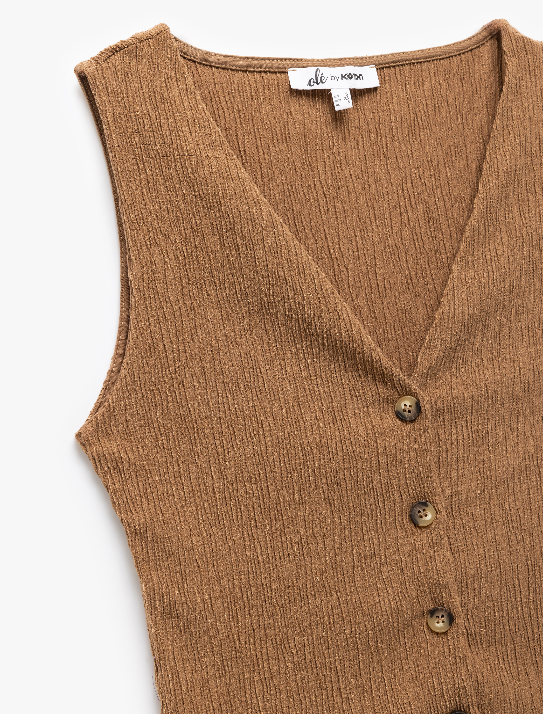   Bürümcük Dar Kalıp Düğmeli V Yaka Kolsuz Üst Bürümcük