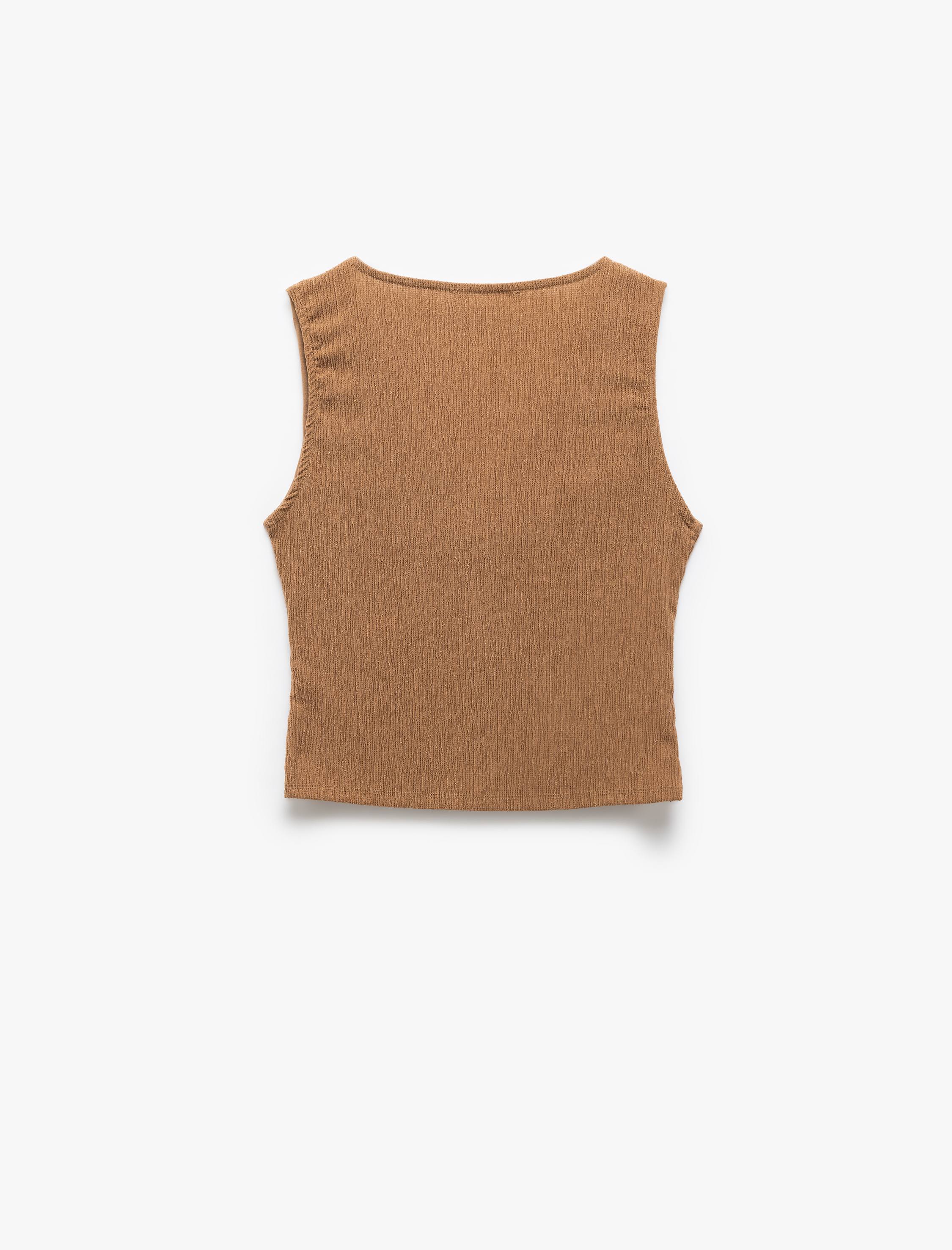   Bürümcük Dar Kalıp Düğmeli V Yaka Kolsuz Üst Bürümcük