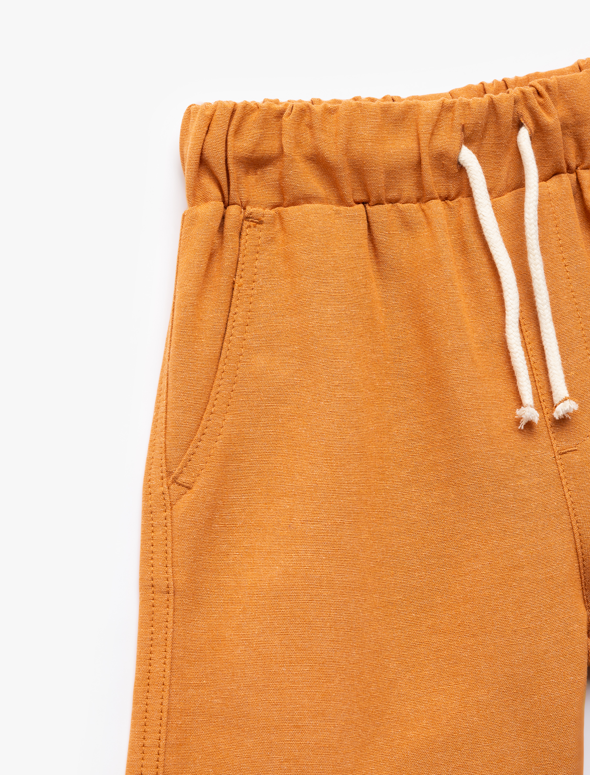 Erkek Çocuk Beli Bağlamalı Cepli Basic Keten Şort