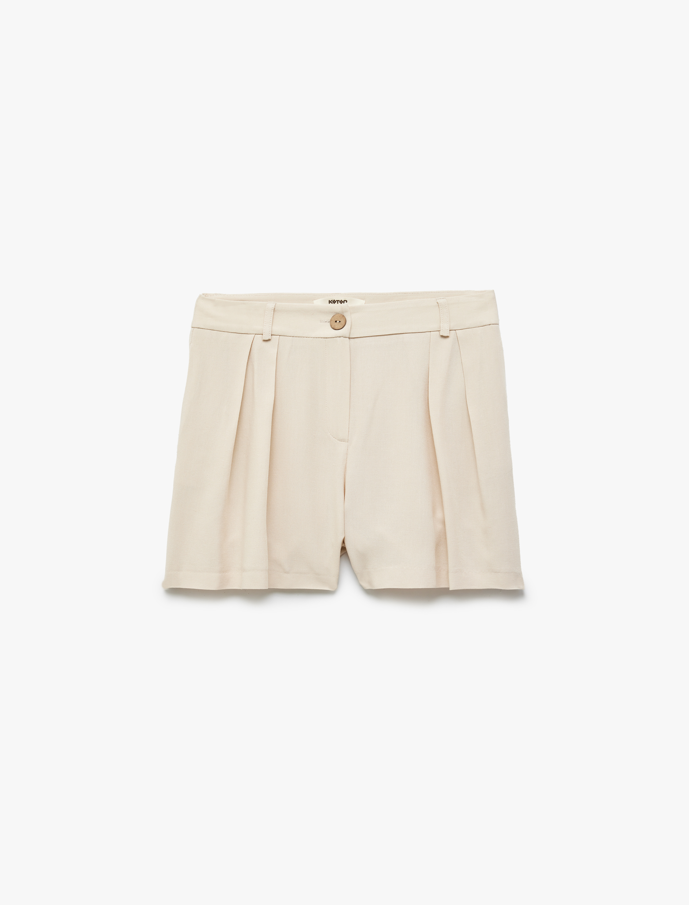   Regular Fit Astarlı Viskon Keten Karışımlı Cepli Mini Şort