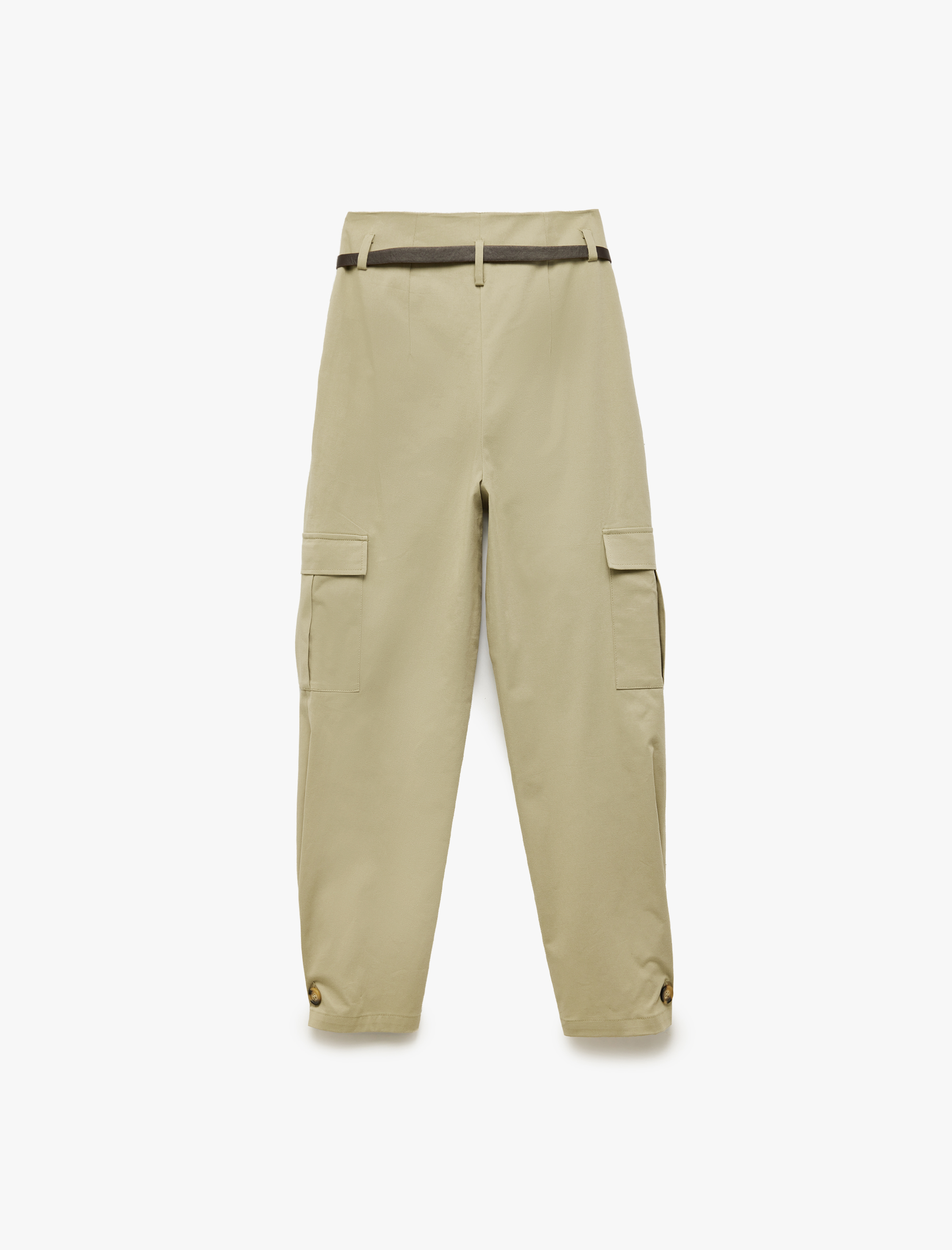 Pamuklu Yüksek Bel Kargo Cep Detaylı Kısa Jogger Pantolon