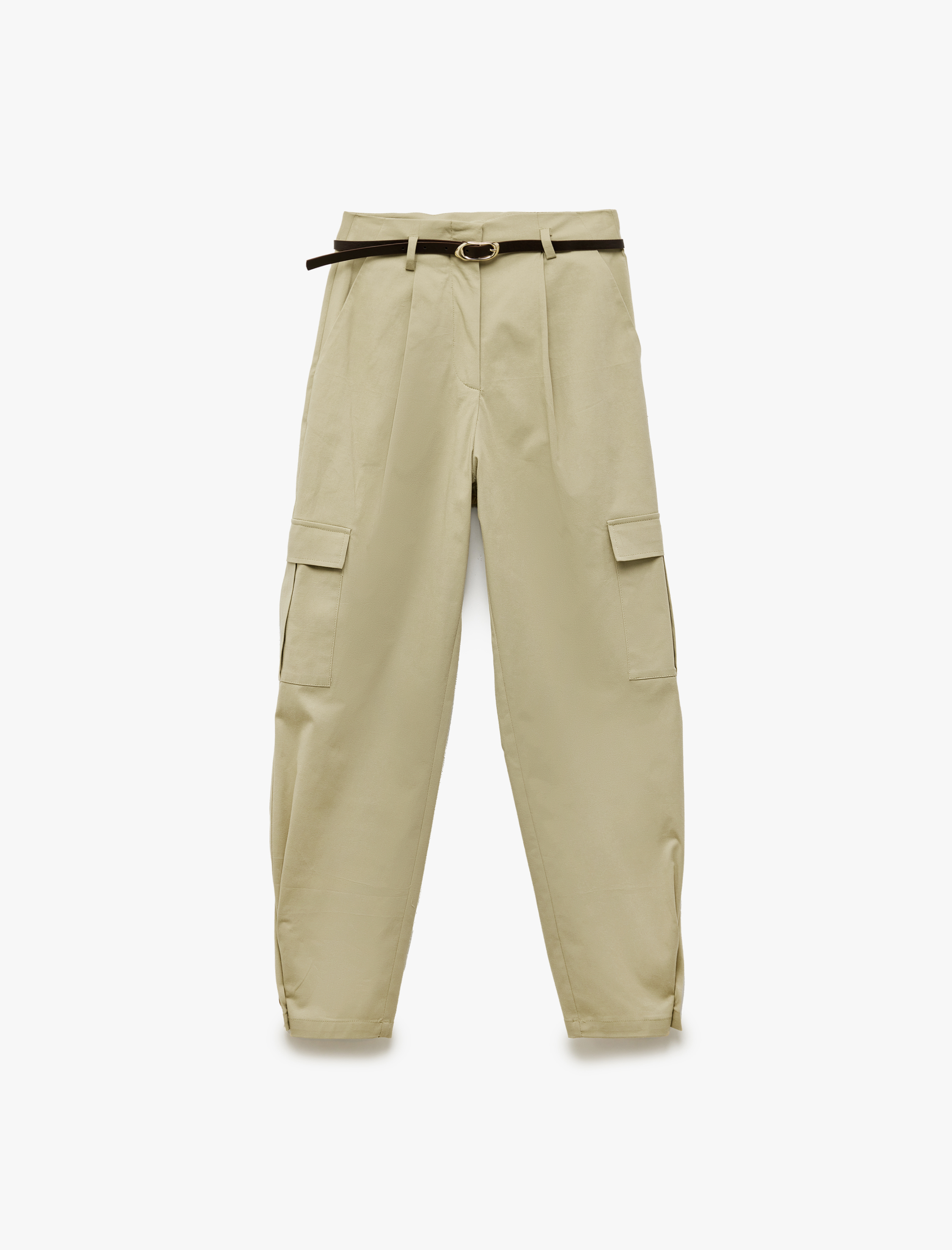 Pamuklu Yüksek Bel Kargo Cep Detaylı Kısa Jogger Pantolon