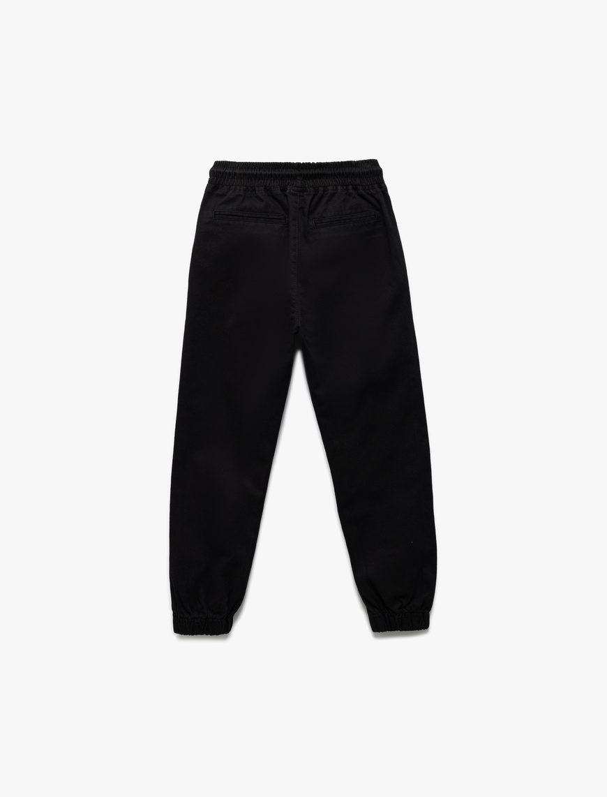  Erkek Çocuk Beli Bağcıklı Cep Detaylı Pamuklu Gabardin Jogger Pantolon