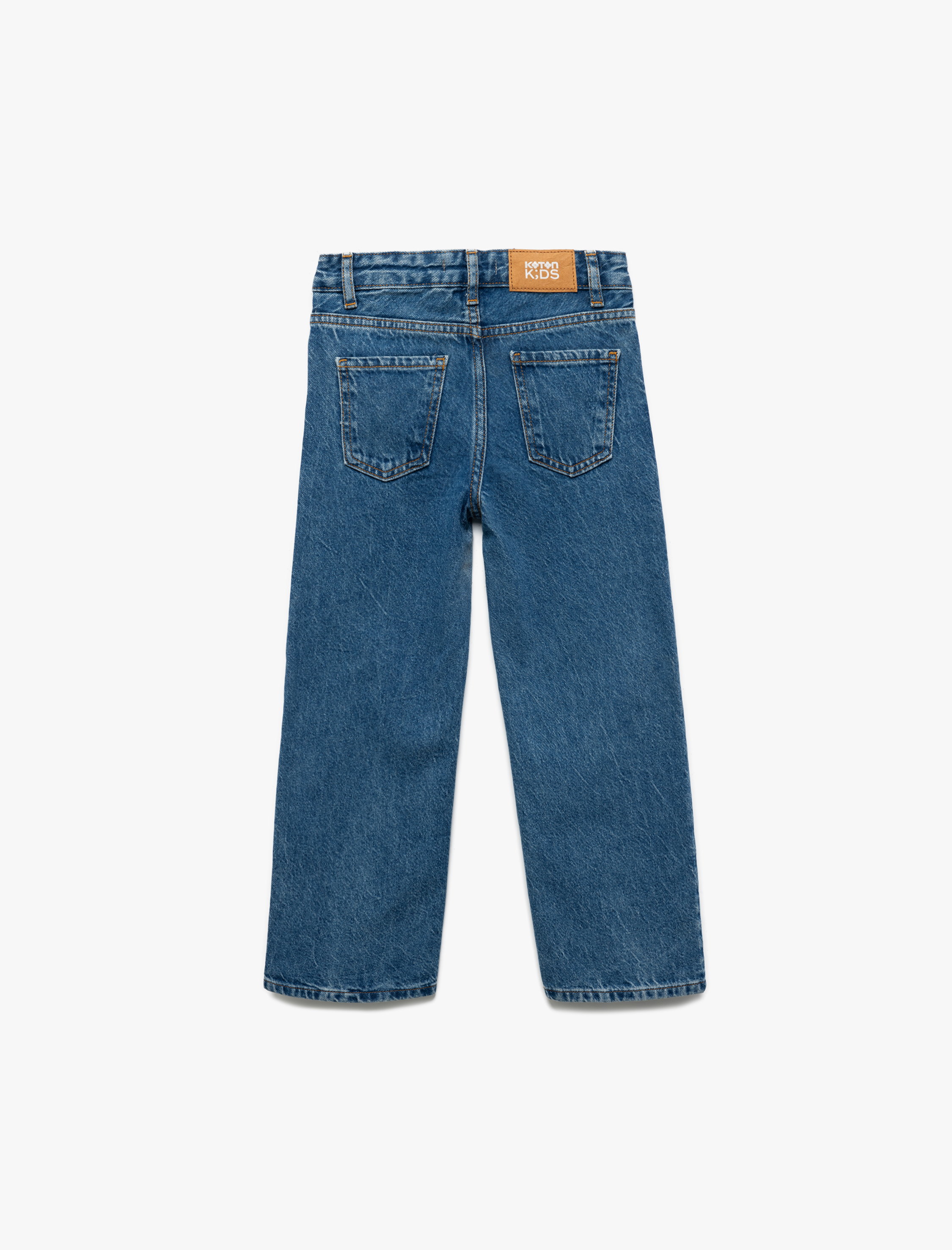 Kız Çocuk Pamuklu Taşlı Geniş Paça Jean Pantolon