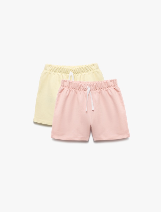 Pamuklu Beli Lastikli Basic Bermuda Çok Renkli 2'li Şort Seti_0