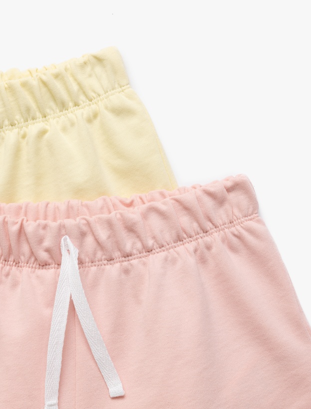 Pamuklu Beli Lastikli Basic Bermuda Çok Renkli 2'li Şort Seti_4
