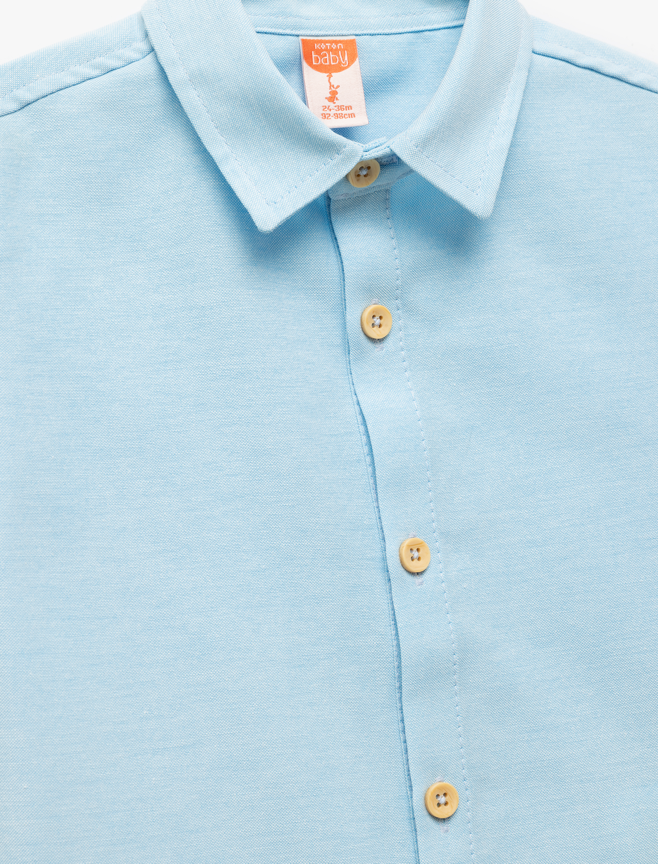  Erkek Bebek Düğmeli Klasik Yaka Pamuklu Kısa Kollu Basic Gömlek