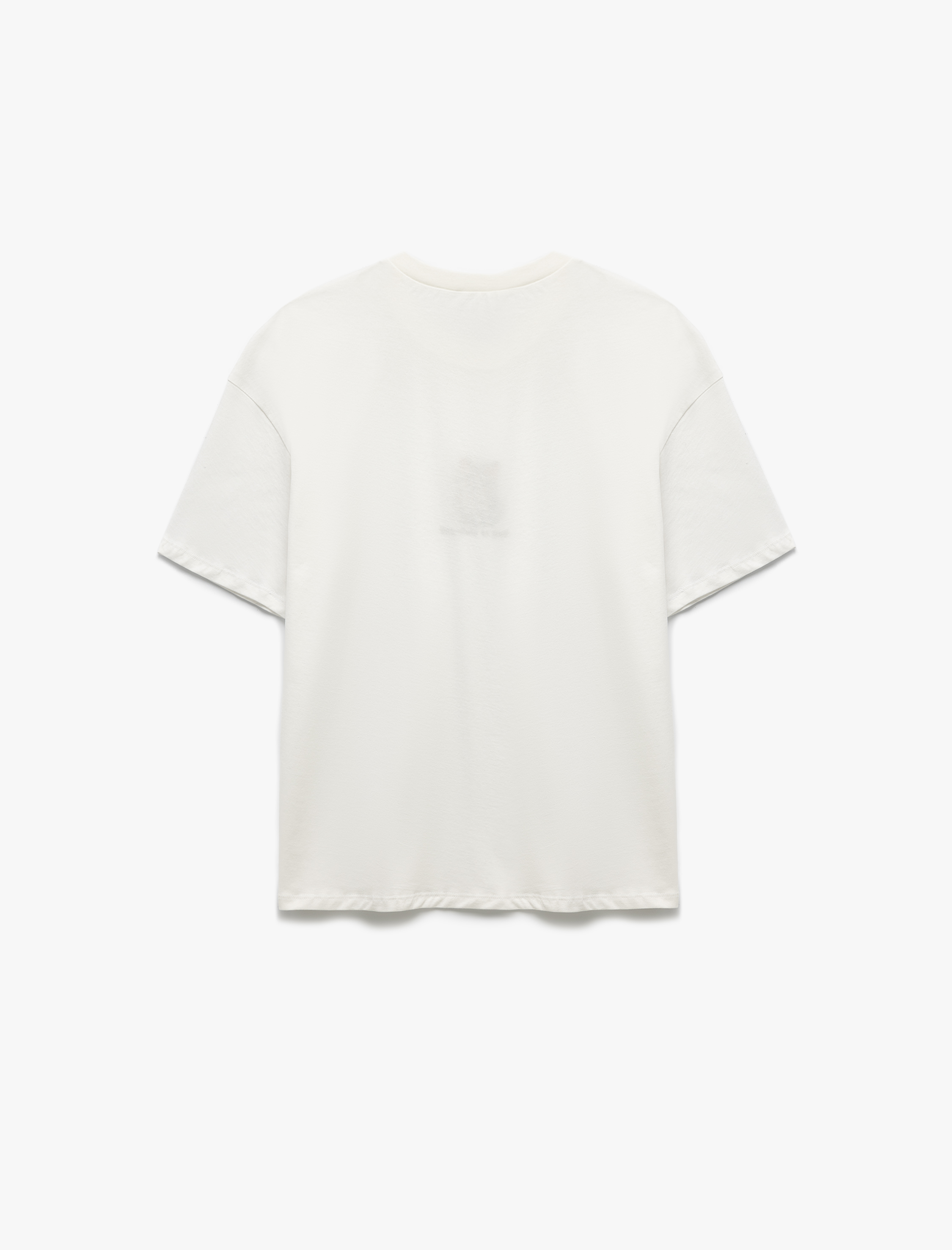   Kedi Nakışlı Bisiklet Yaka Kısa Kollu Pamuklu Oversize Tişört