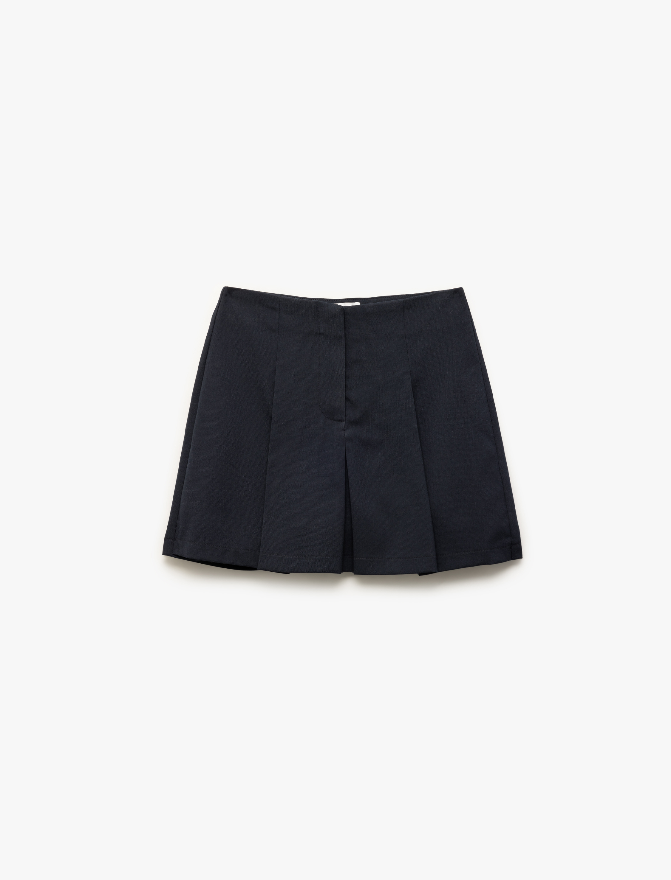   Dar Kesim Pileli Viskon Karışımlı Mini Şort Etek