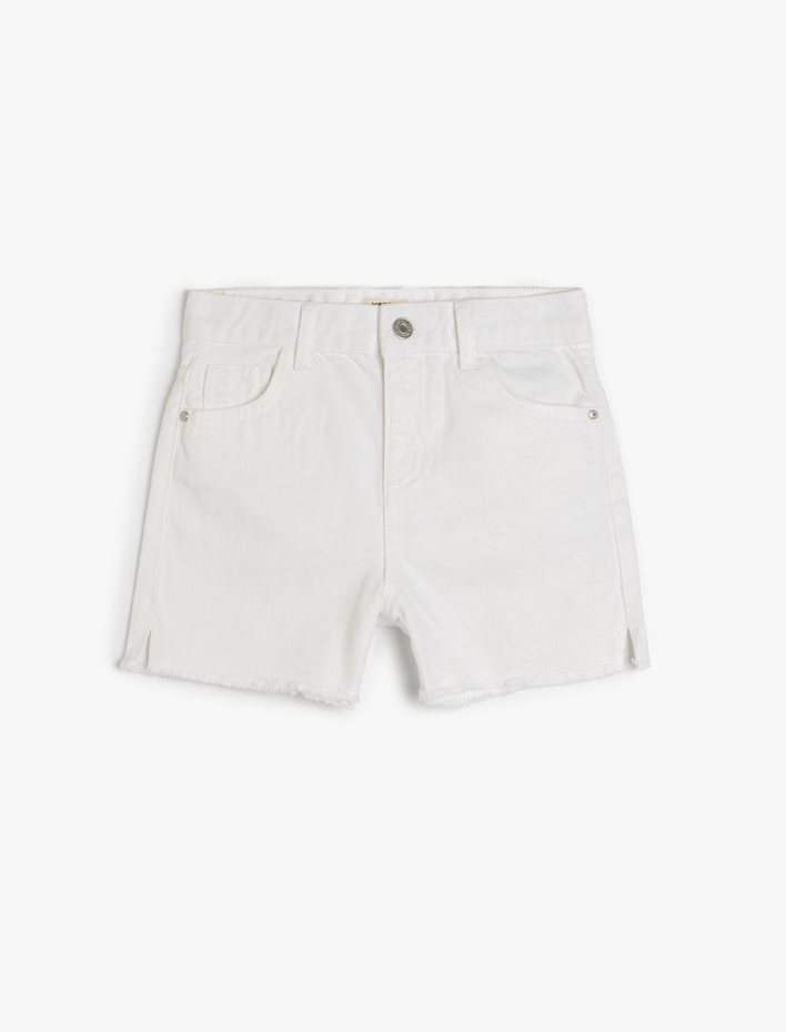 Kız Çocuk Pamuklu Düşük Bel Cepli Kot Şort