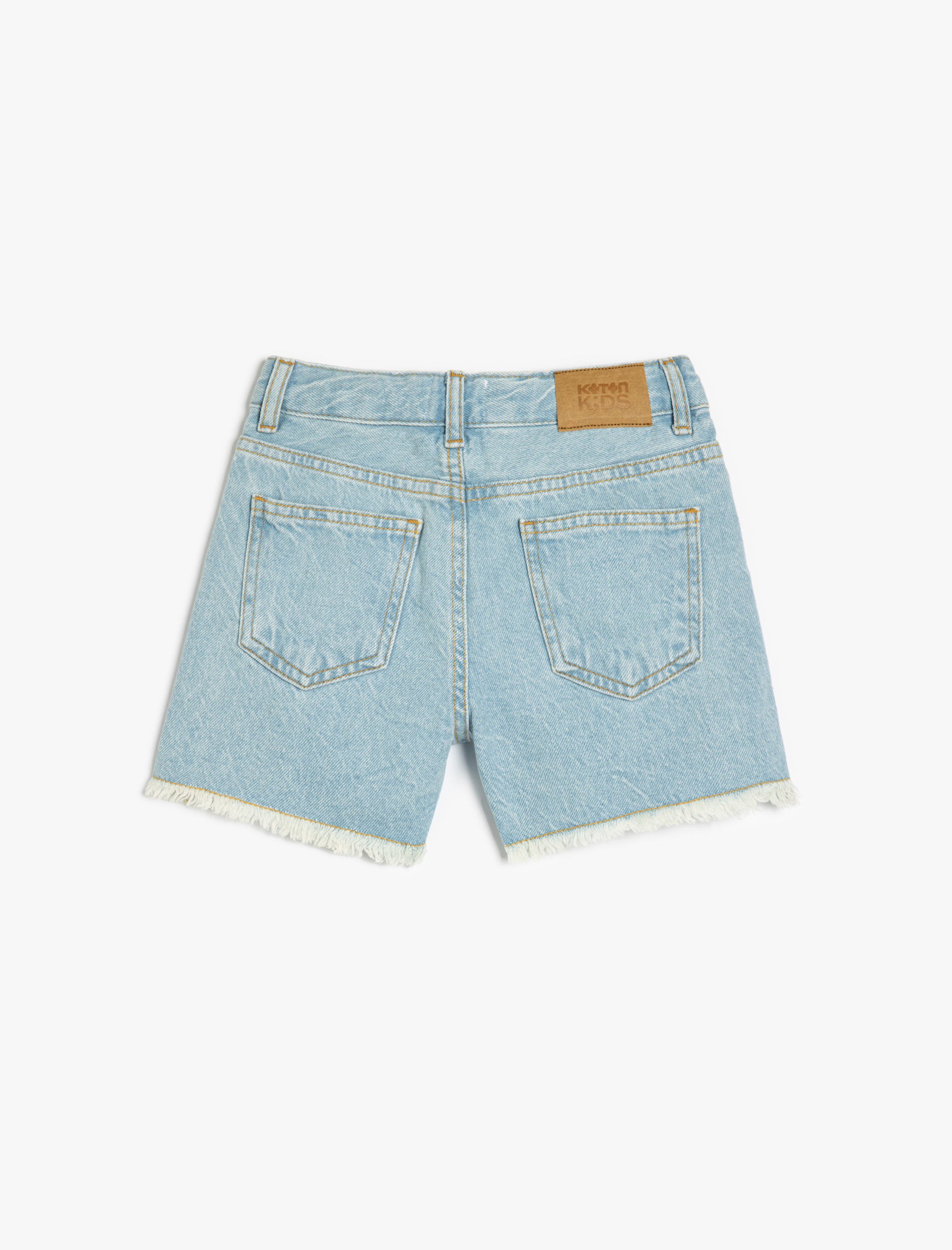  Kız Çocuk Pamuklu Düğme ve Cep Detaylı Basic Denim Şort