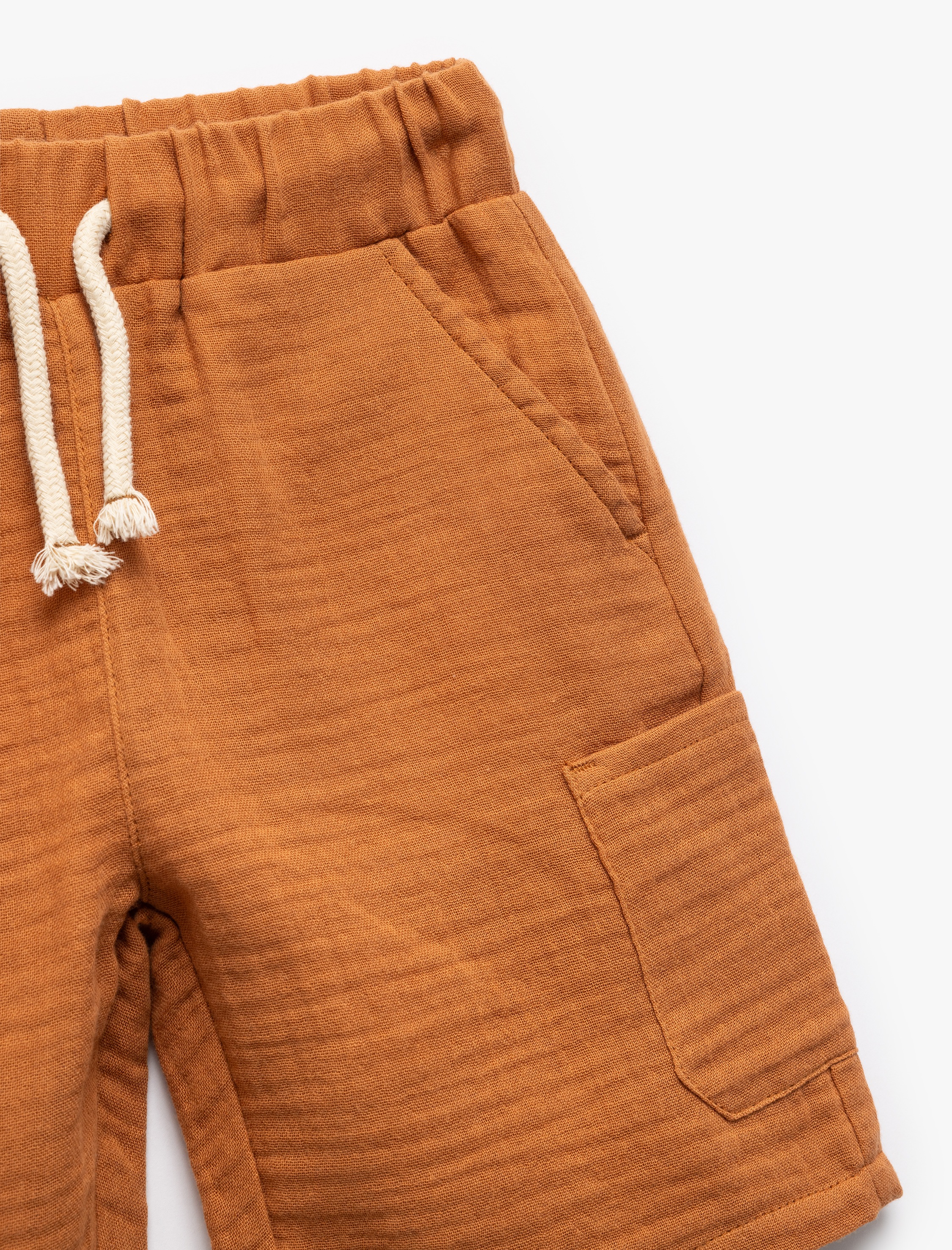  Erkek Çocuk Pamuklu Beli Bağcıklı Cep Detaylı Basic Şort