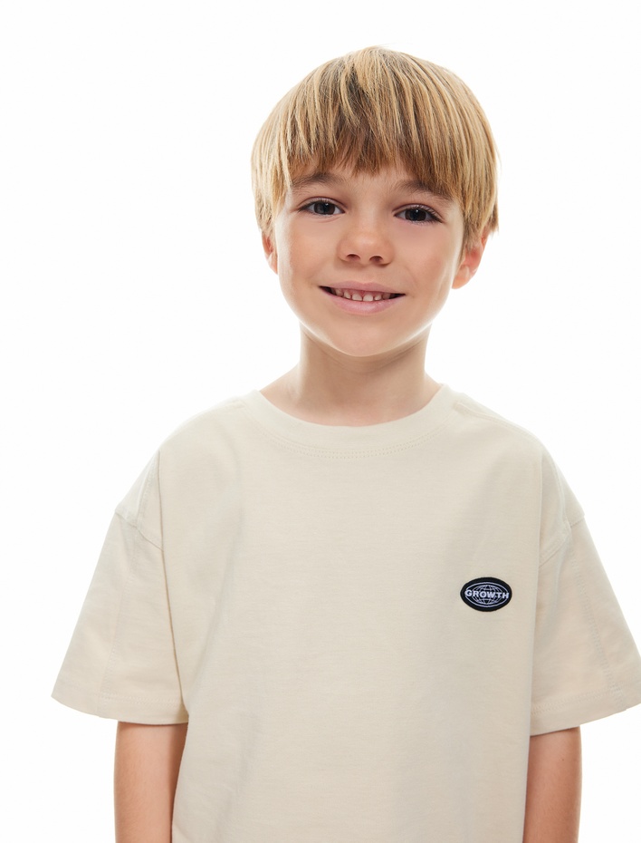 Erkek Çocuk Pamuklu Bisiklet Yaka Kısa Kollu Oversize Tişört