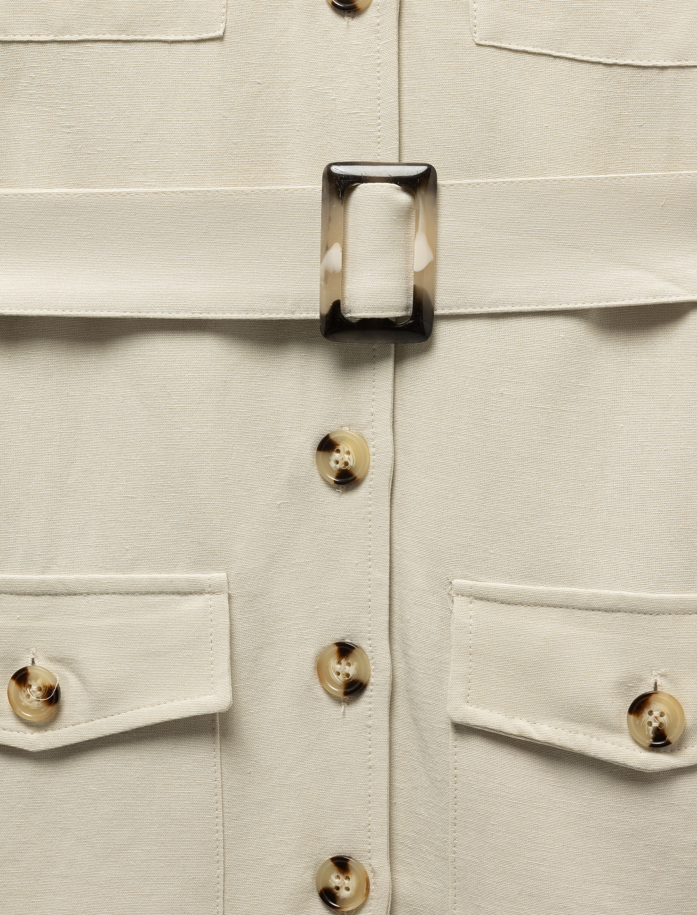   Cepli Kısa Kollu Viskon Keten Karışımlı Kruvaze Kemerli Gömlek Elbise