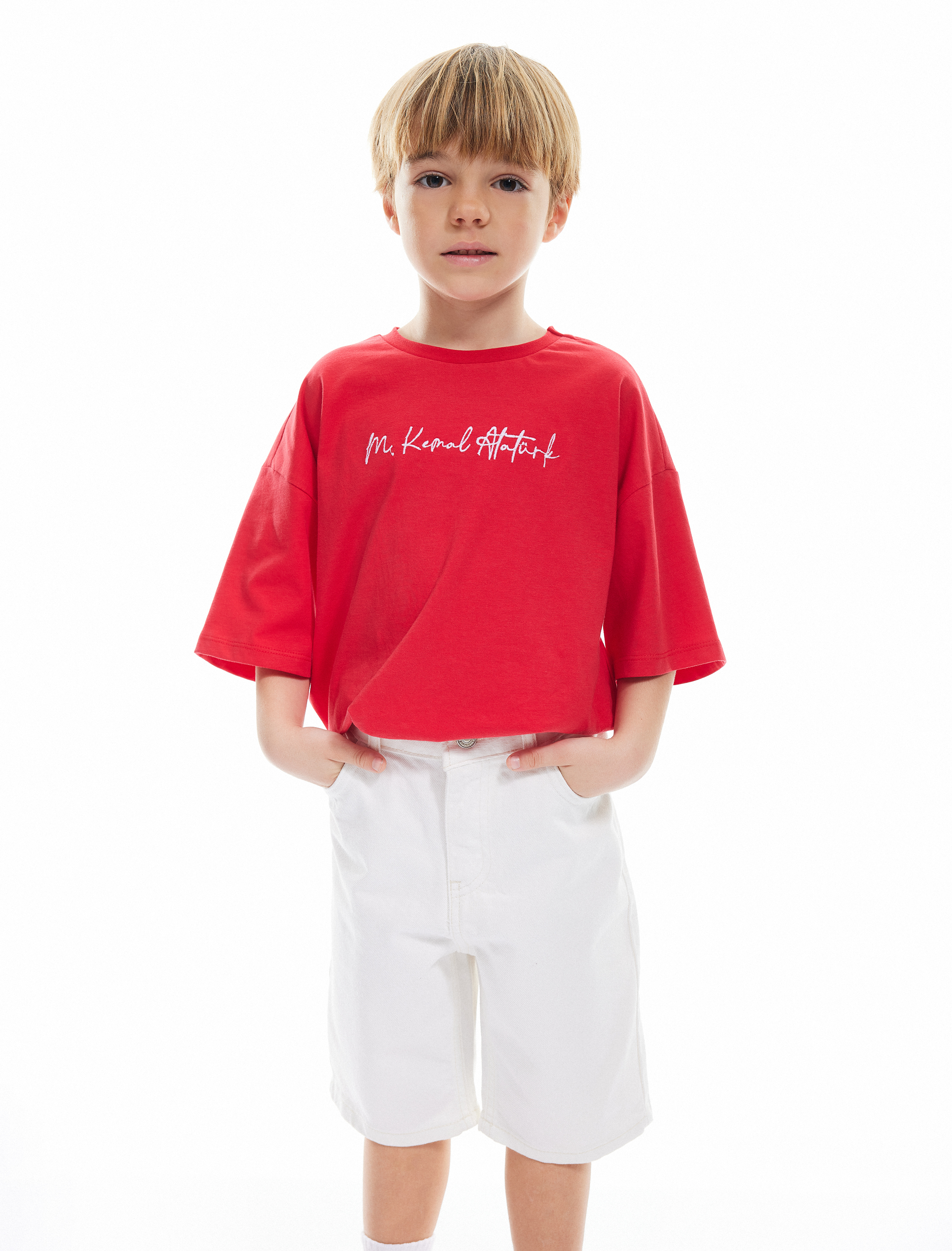 Erkek Çocuk Pamuklu Ayarlanabilir Lastikli Cepli Denim Şort