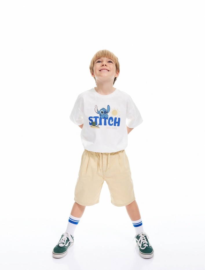 Erkek Çocuk Pamuklu Beli Lastikli Düğme Detaylı Basic Şort