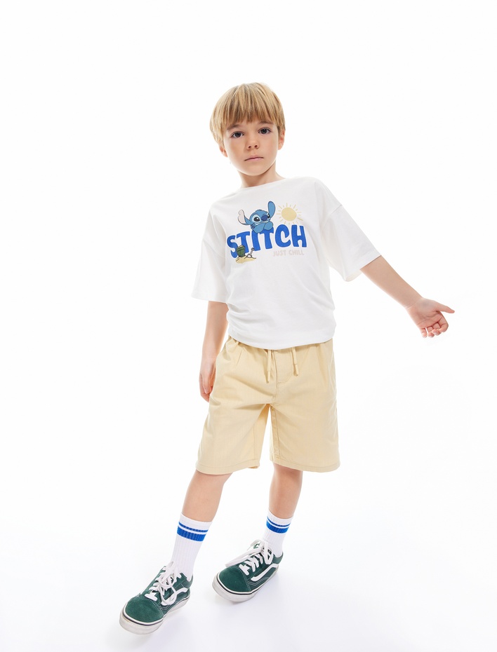 Erkek Çocuk Pamuklu Beli Lastikli Düğme Detaylı Basic Şort