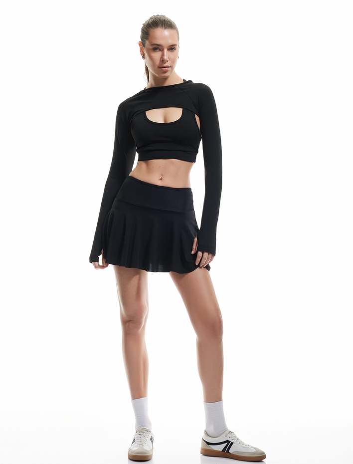  Yüksek Bel Rahat Kesim Spor Şort Etek