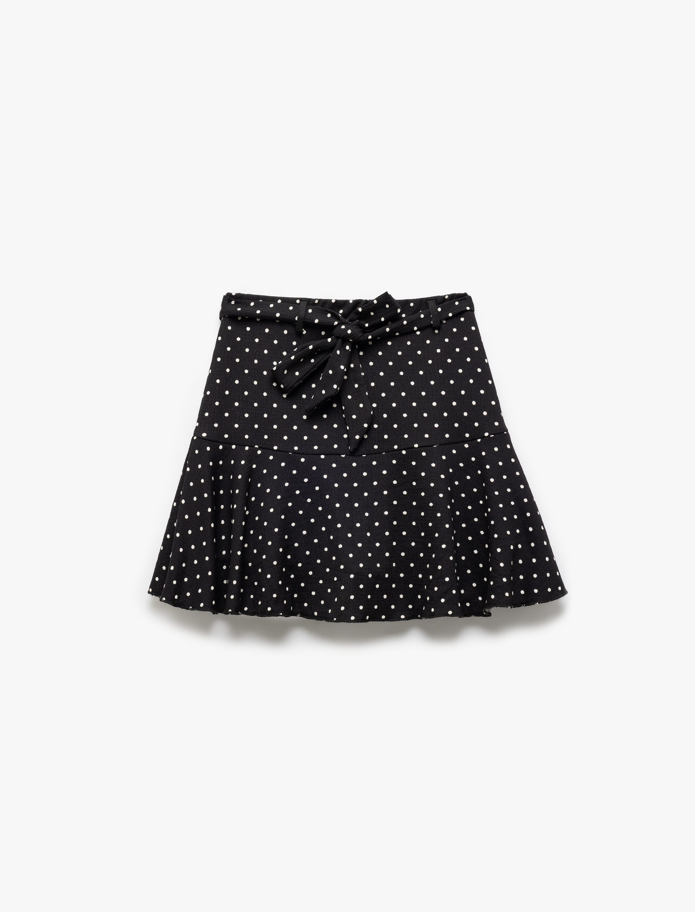   Kemer Detaylı Puantiyeli Bürümcük Rahat Kesim Mini Şort Etek