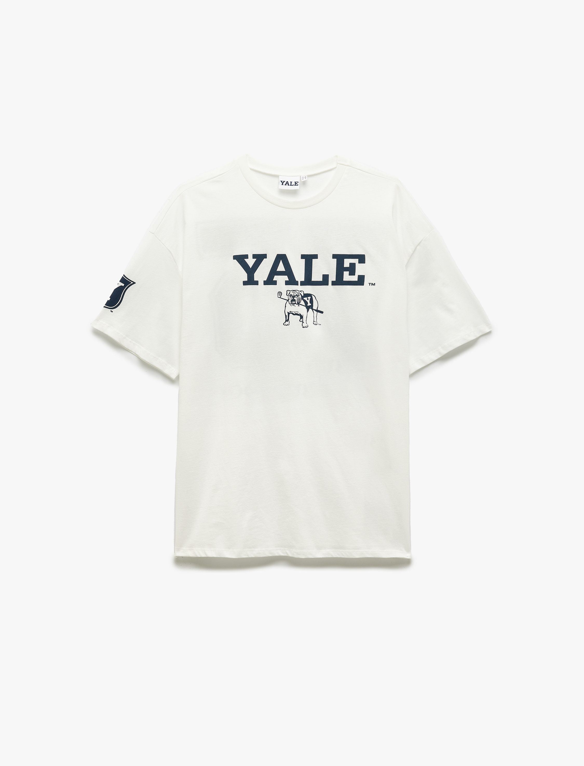   Yale Lisanslı Kısa Kollu Bisiklet Yaka Arkası Baskılı Oversize Tişört