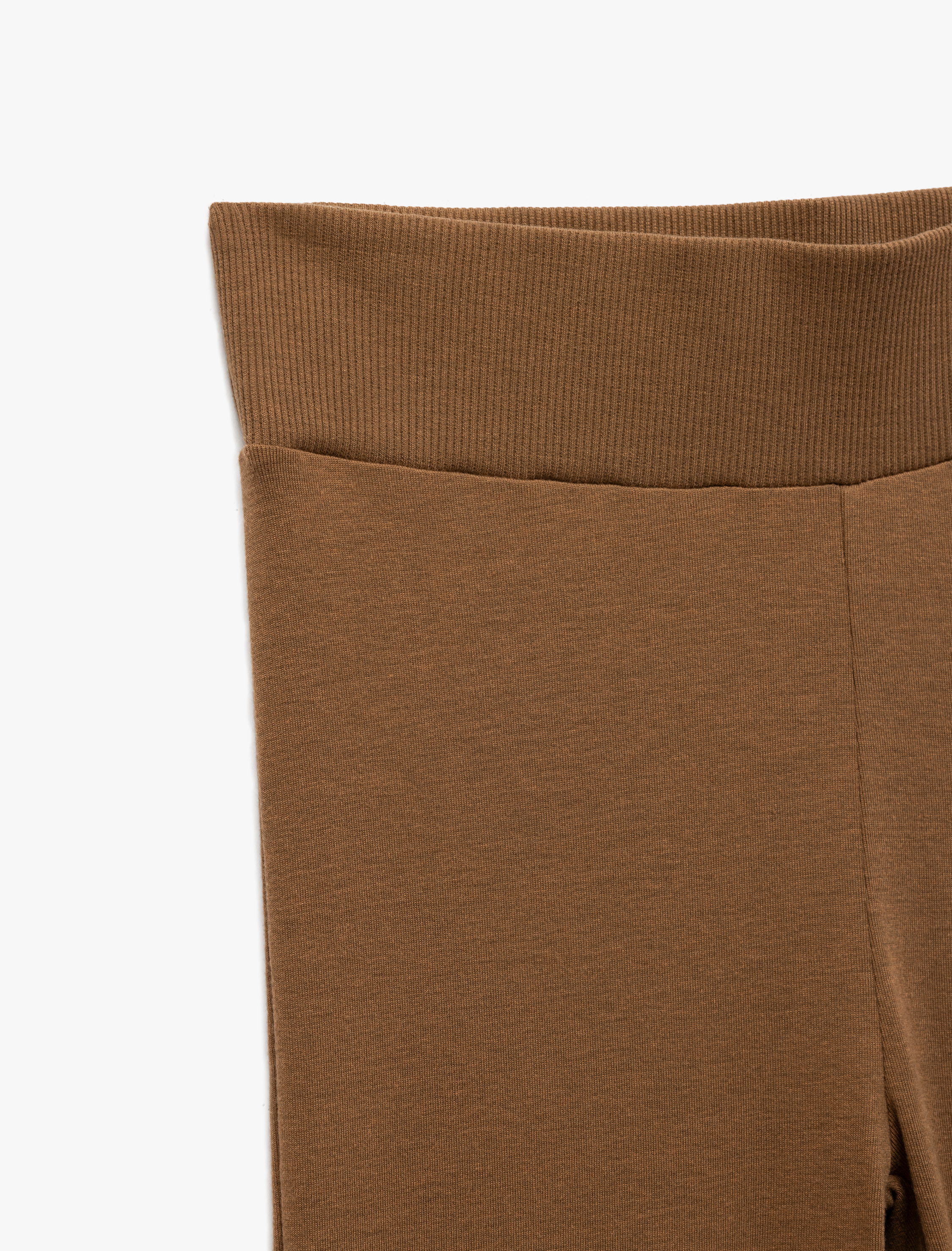   Yüksek Bel Lastikli İspanyol Paça Viskon Karışımlı Tayt Pantolon