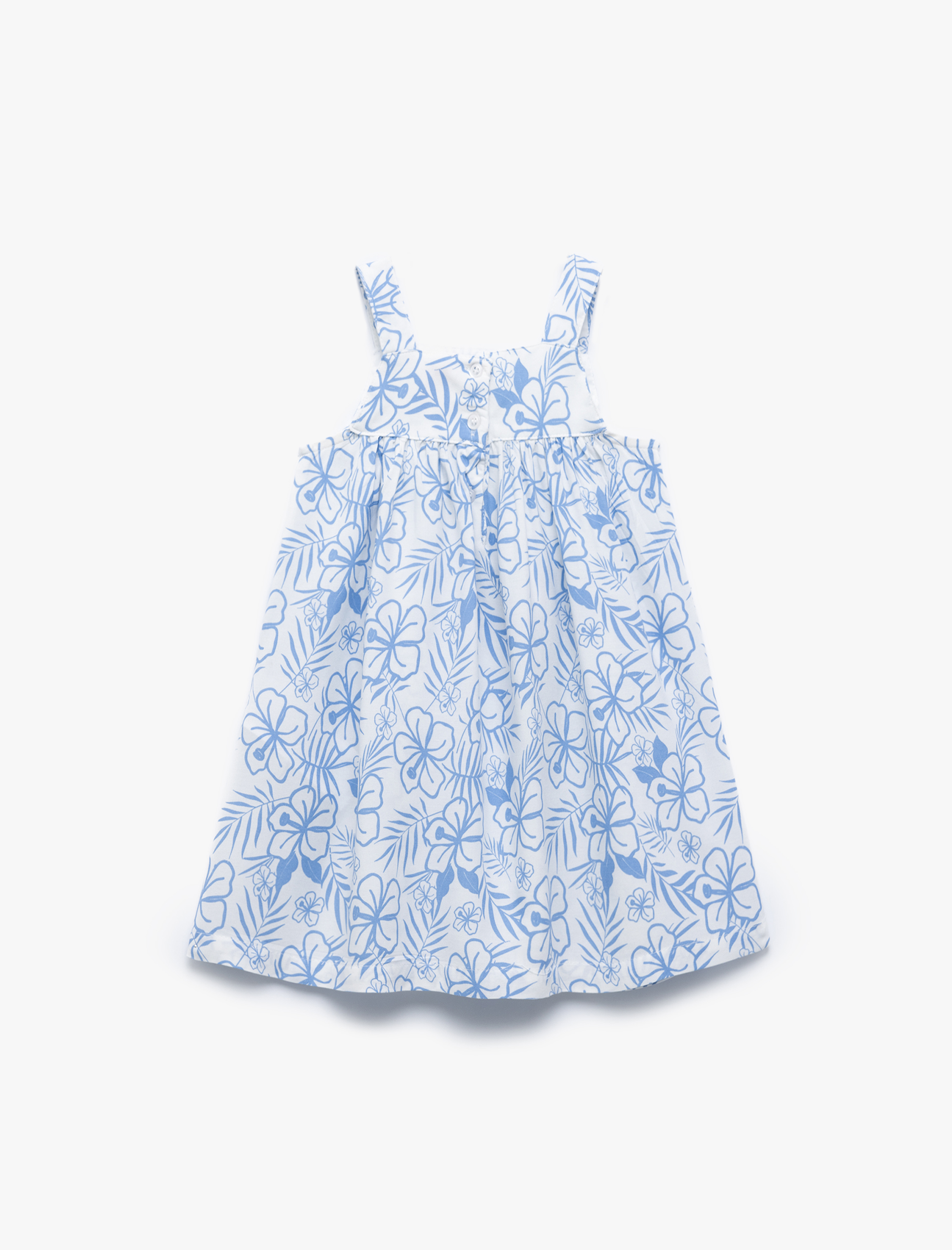  Kız Bebek Viskon Kare Yaka Kolsuz A Kesim Desenli Elbise