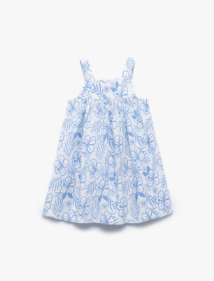 Kız Bebek Viskon Kare Yaka Kolsuz A Kesim Desenli Elbise