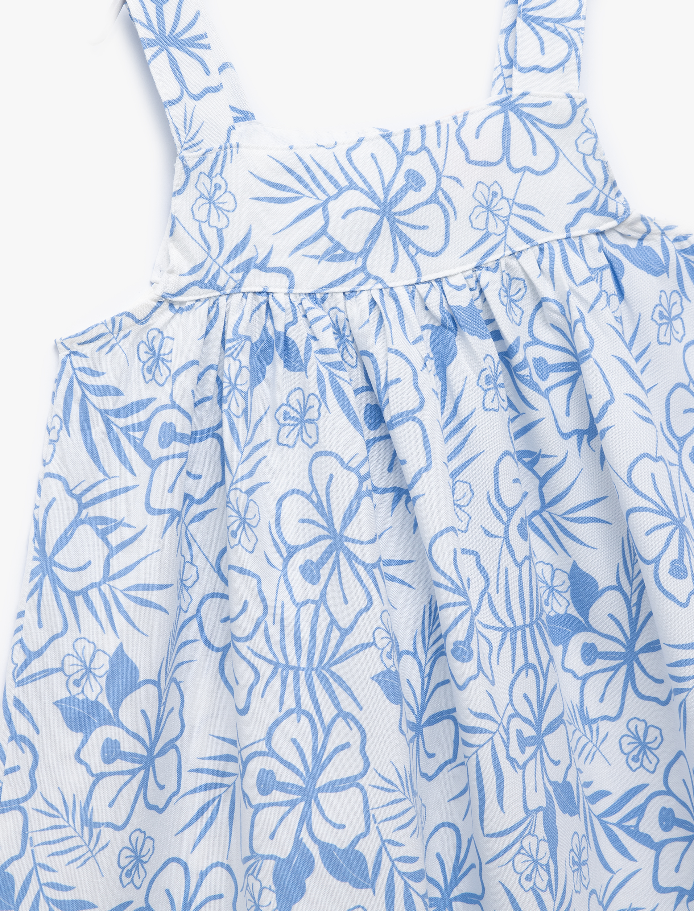  Kız Bebek Viskon Kare Yaka Kolsuz A Kesim Desenli Elbise