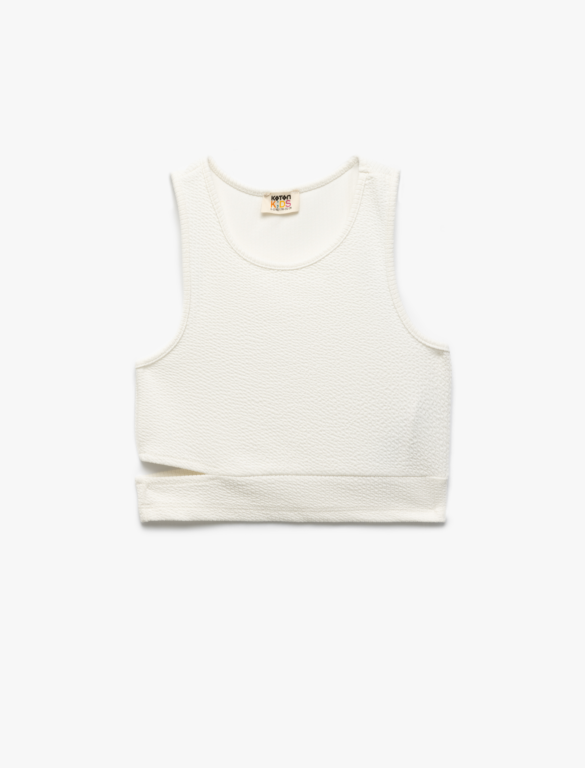 Koton Pencere Detaylı Slim Fit Bürümcük Kolsuz Bisiklet Yaka Crop Atlet -1