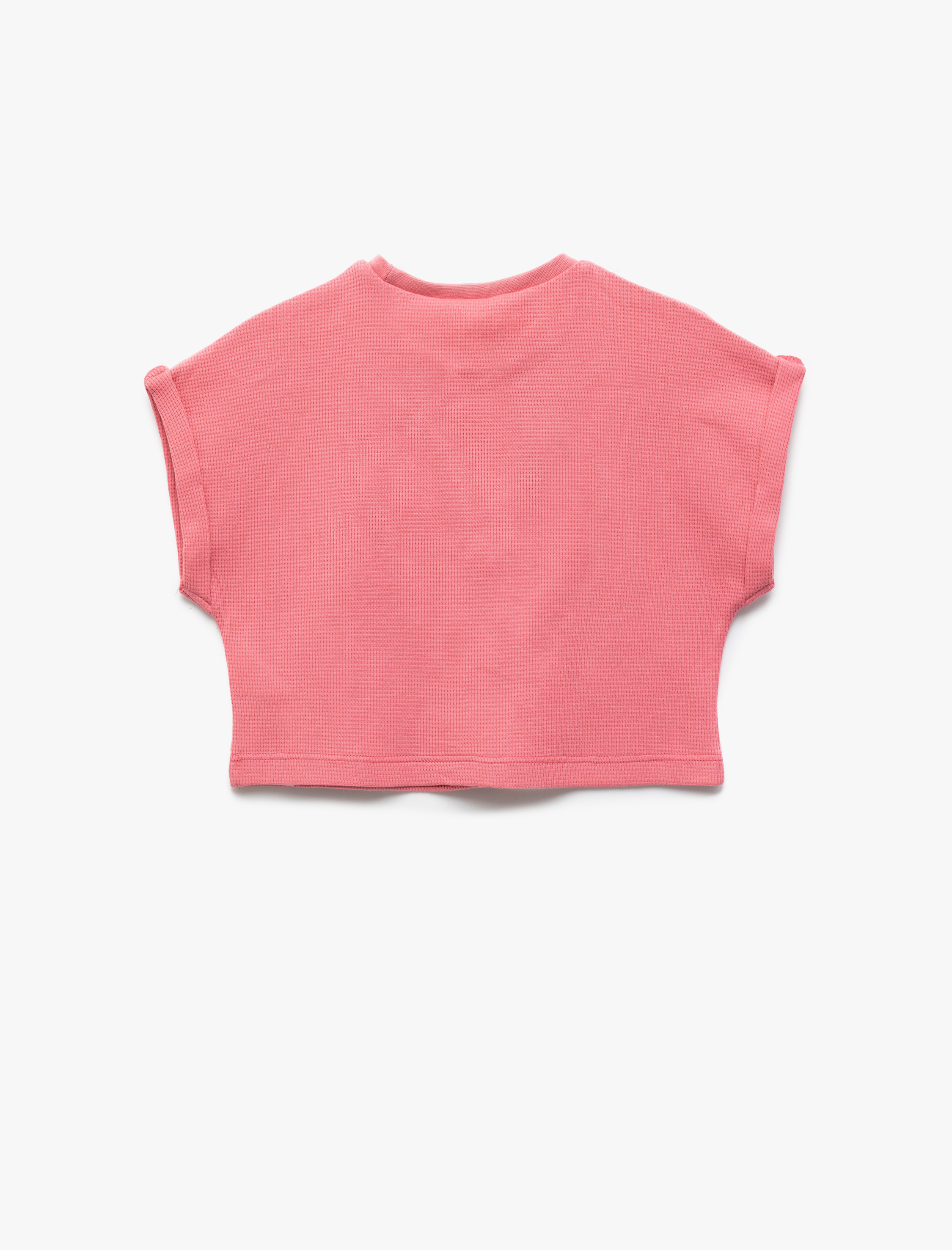  Kız Çocuk Pamuklu Bisiklet Yaka Kolsuz Baskılı Crop Tişört