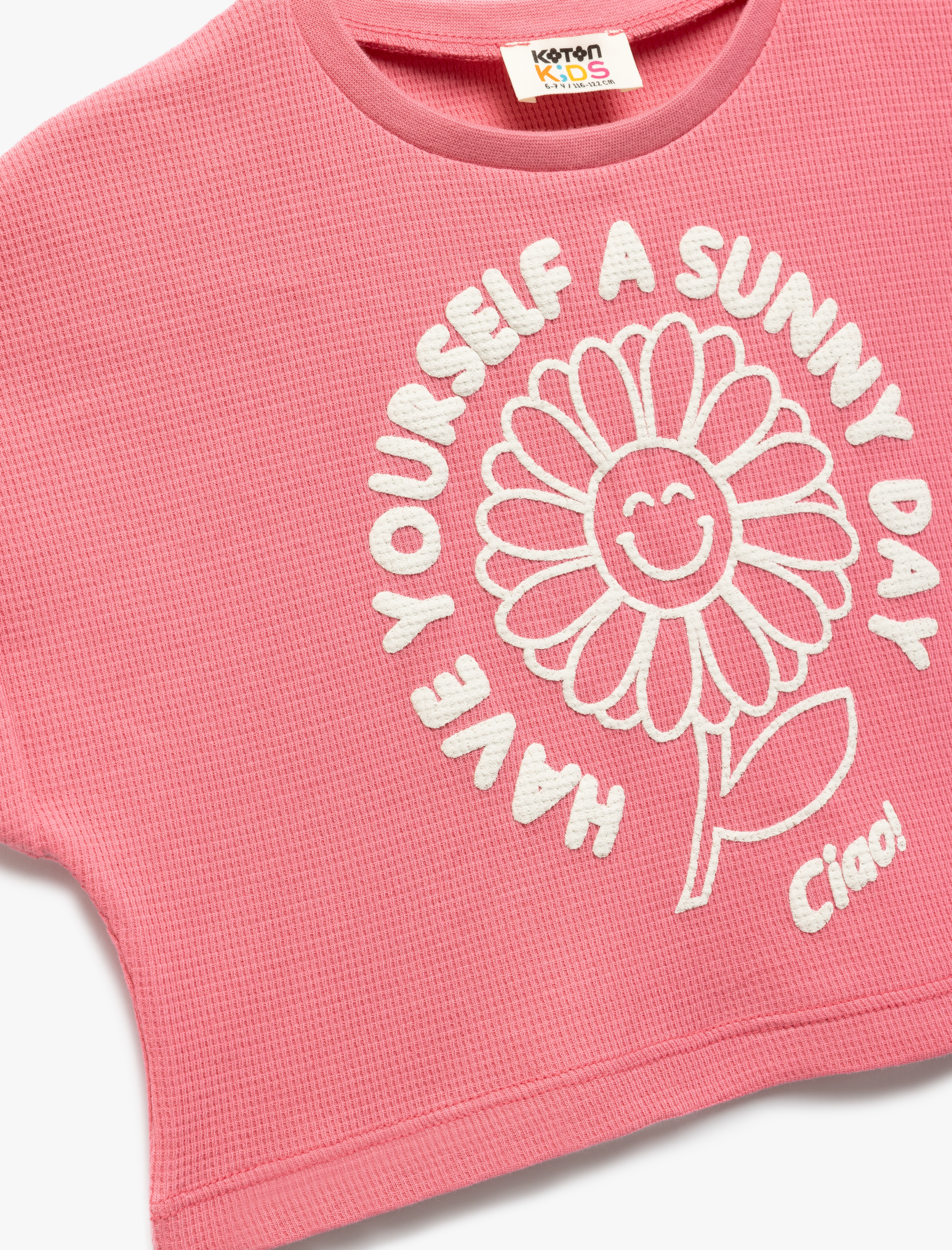  Kız Çocuk Pamuklu Bisiklet Yaka Kolsuz Baskılı Crop Tişört