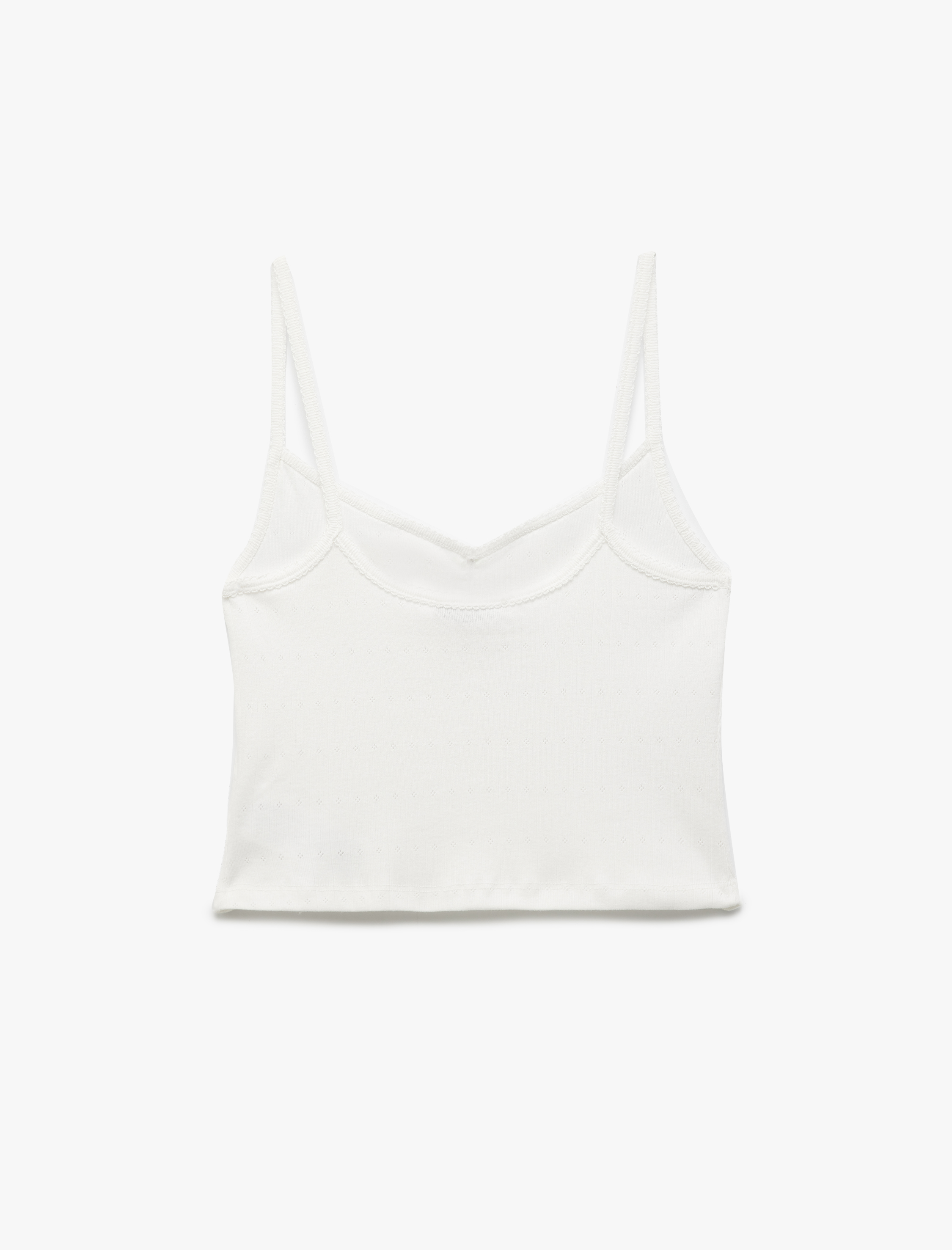   Pamuklu V Yaka Askılı Pijama Üstü