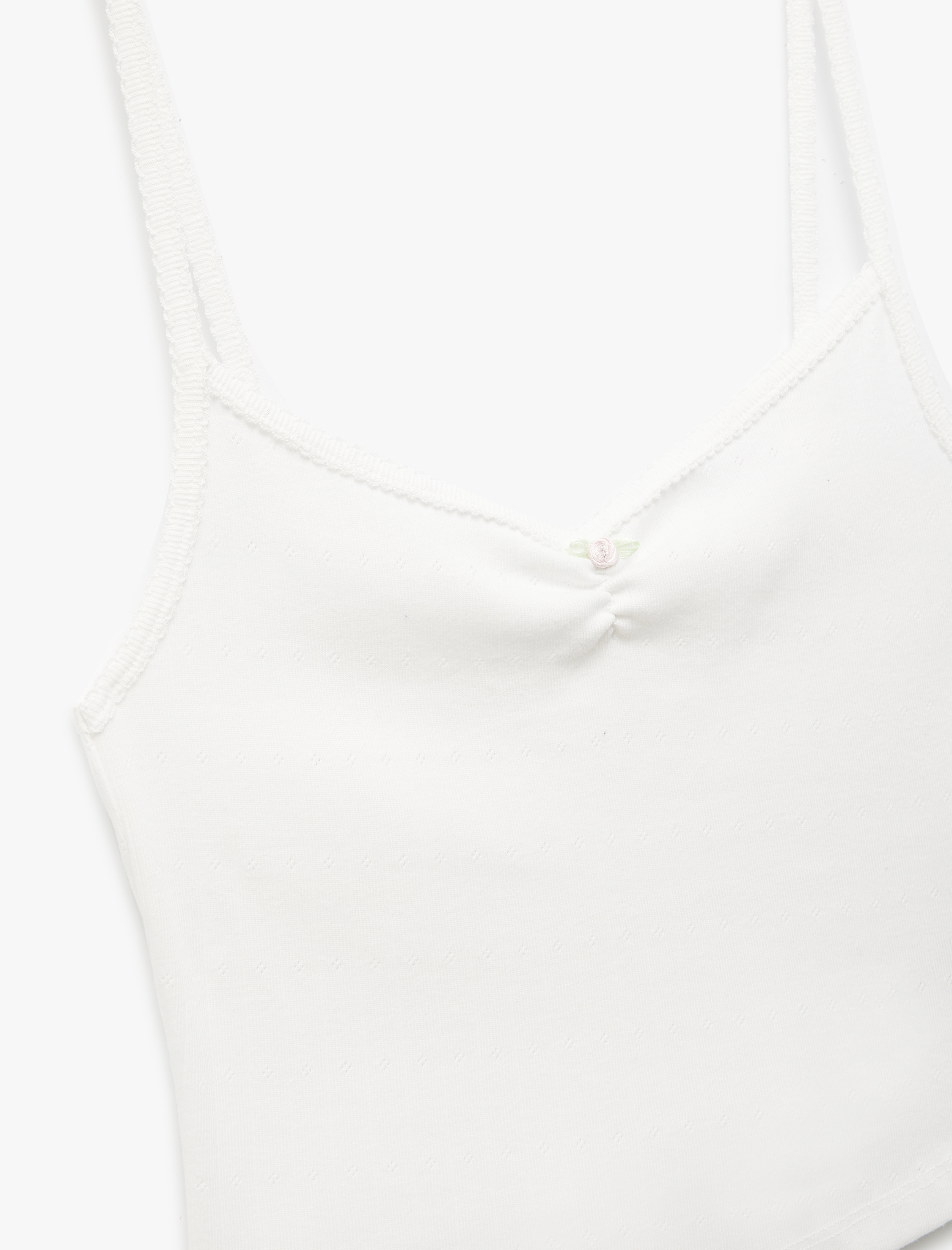   Pamuklu V Yaka Askılı Pijama Üstü