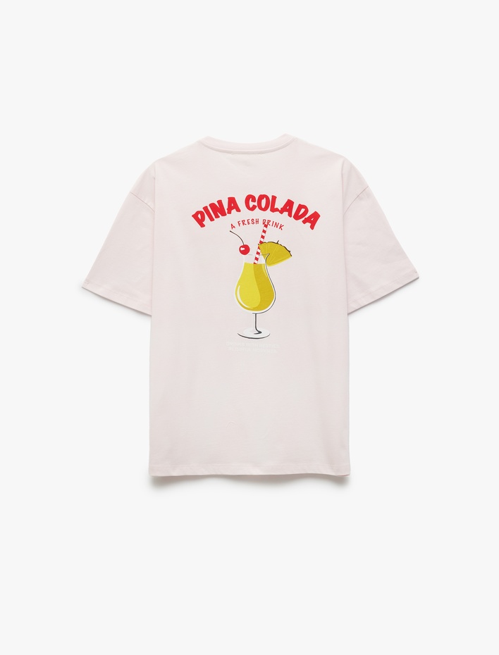  Pamuklu Kısa Kollu Bisiklet Yaka Arkası Baskılı Tişört