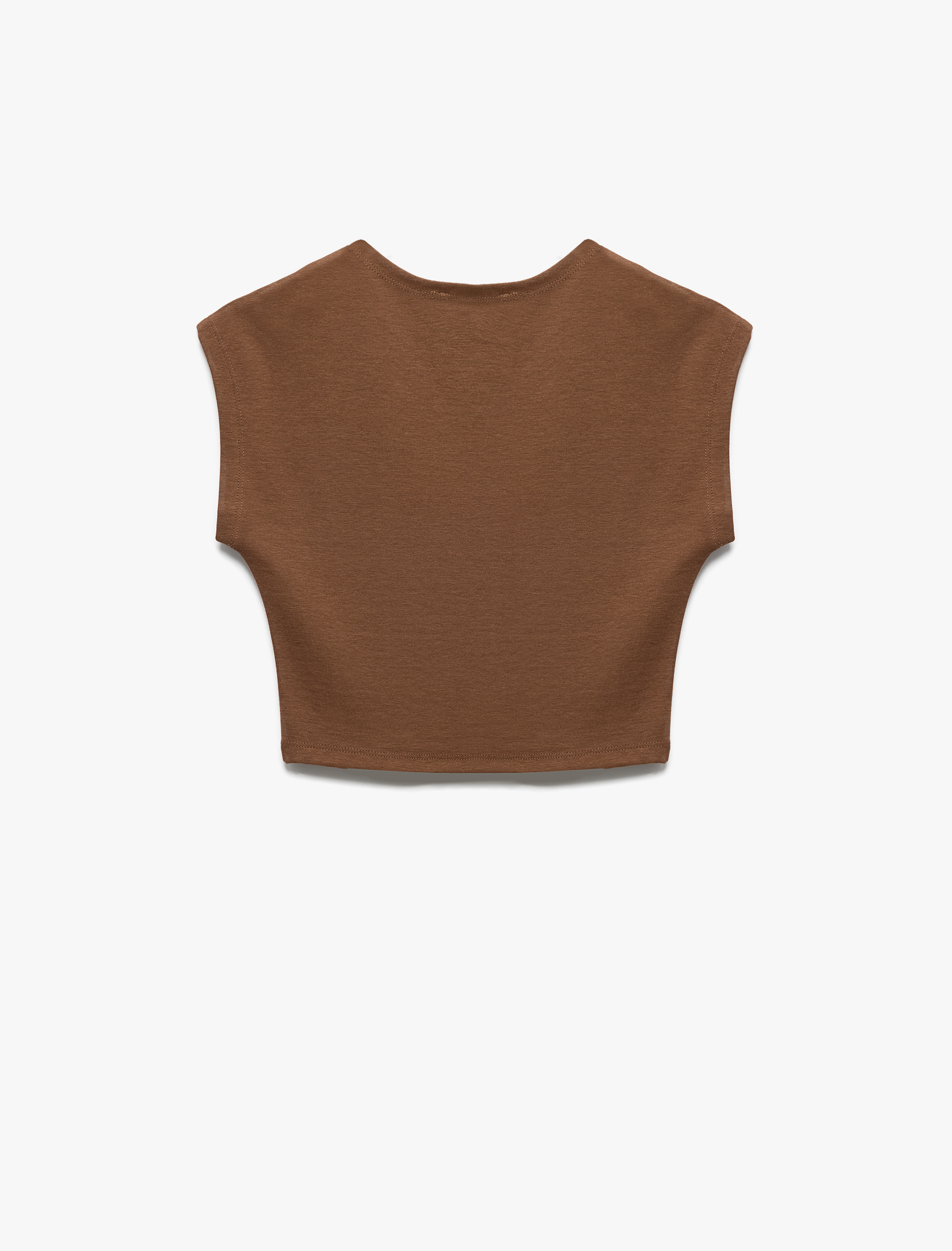   Bisiklet Yaka Kolsuz Modal Karışımlı Slim Fit Crop Kadın Tişört