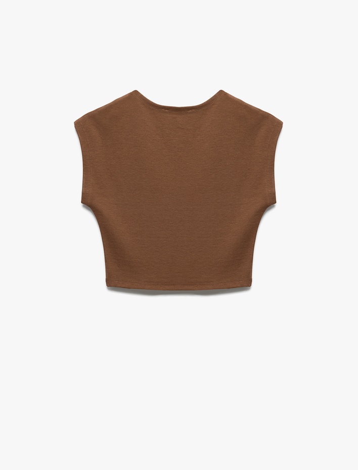  Bisiklet Yaka Kolsuz Modal Karışımlı Slim Fit Crop Kadın Tişört