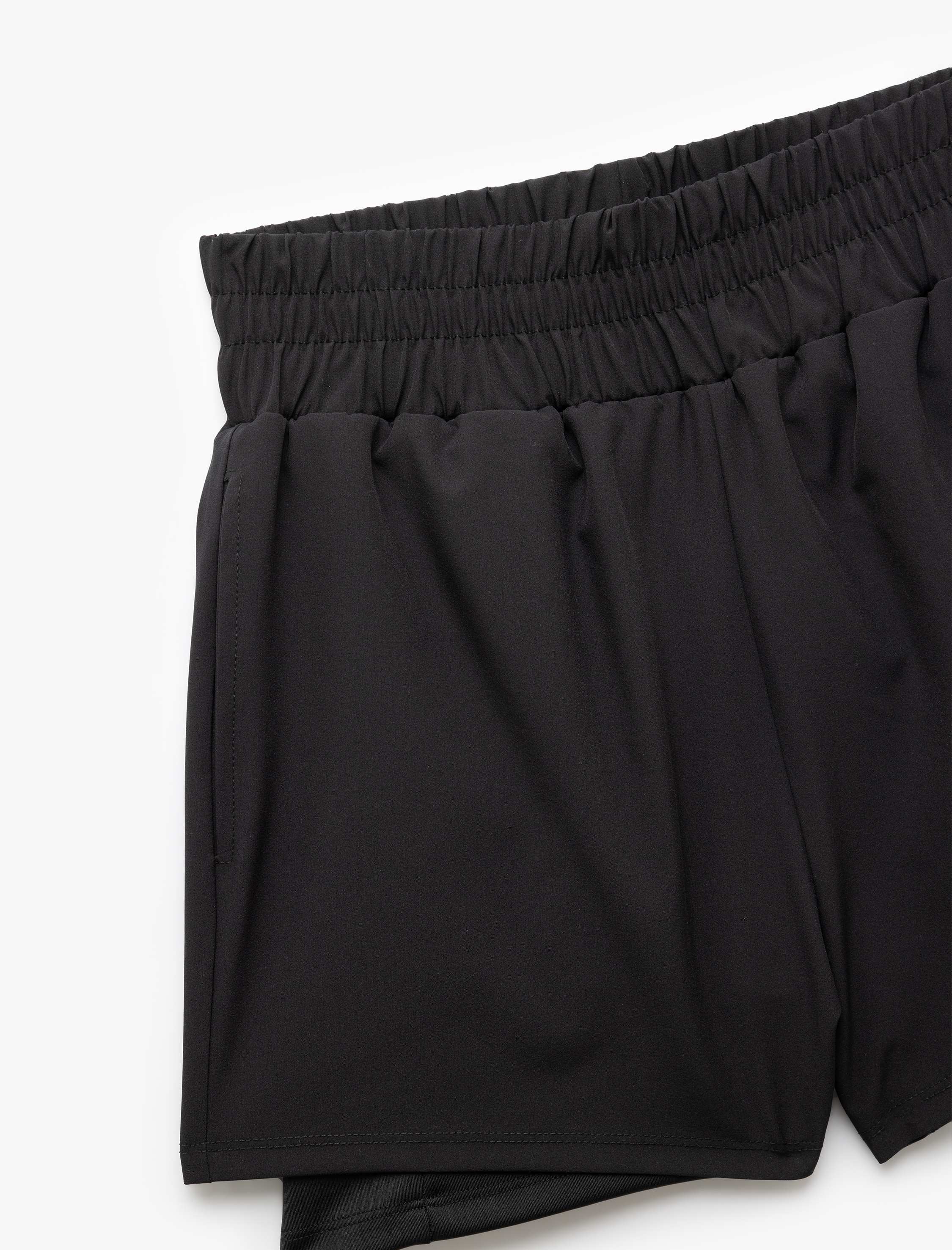   Yüksek Bel Lastikli Dar Kalıp Renk Bloklu Paraşüt Taytlı Spor Şort