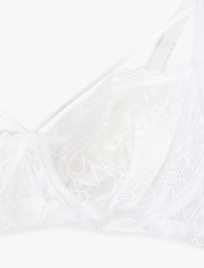  Çapraz Askı Detaylı Dantelli Balenli Sütyen