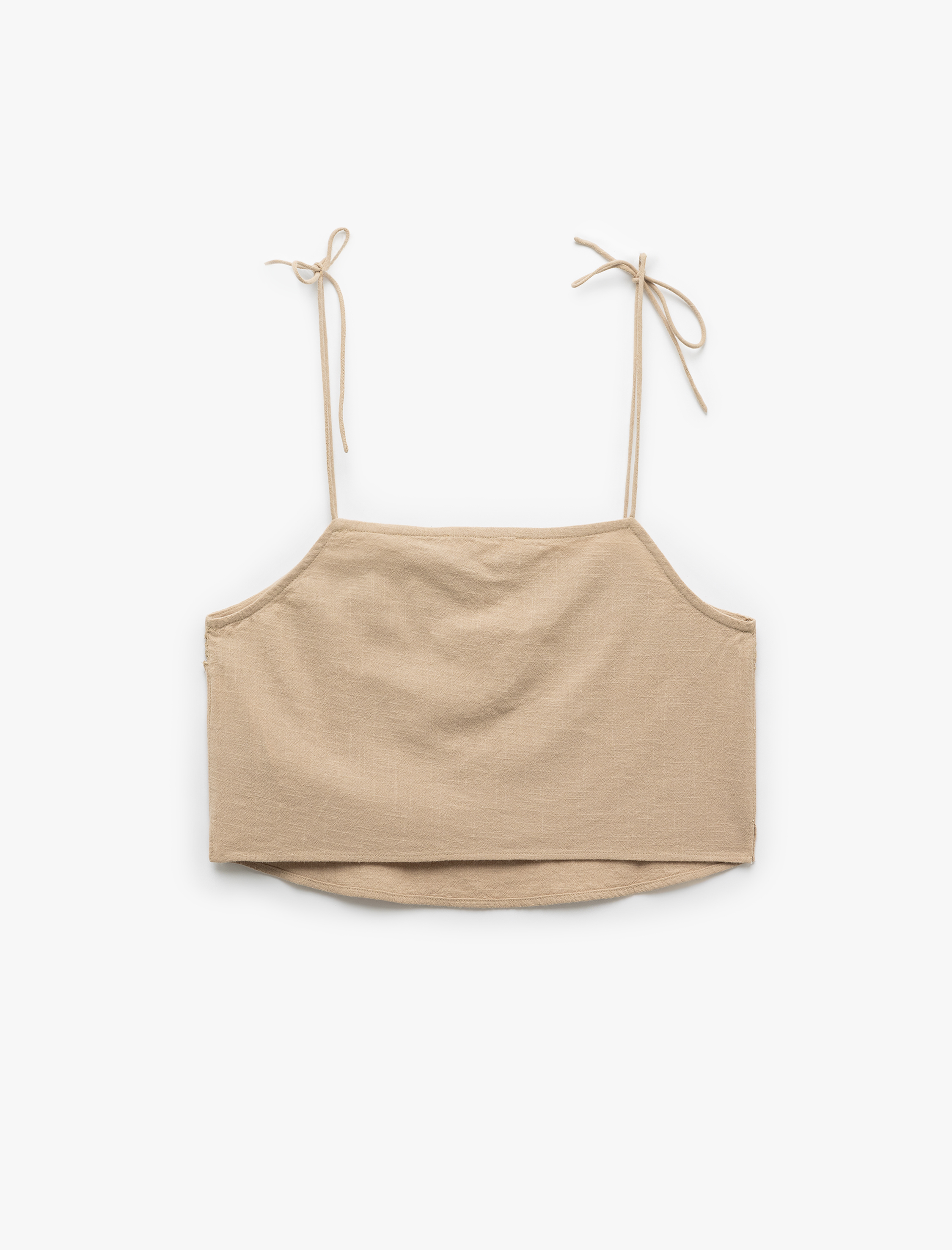   Pamuklu Fistolu Brodeli İnce Askılı Crop Büstiyer