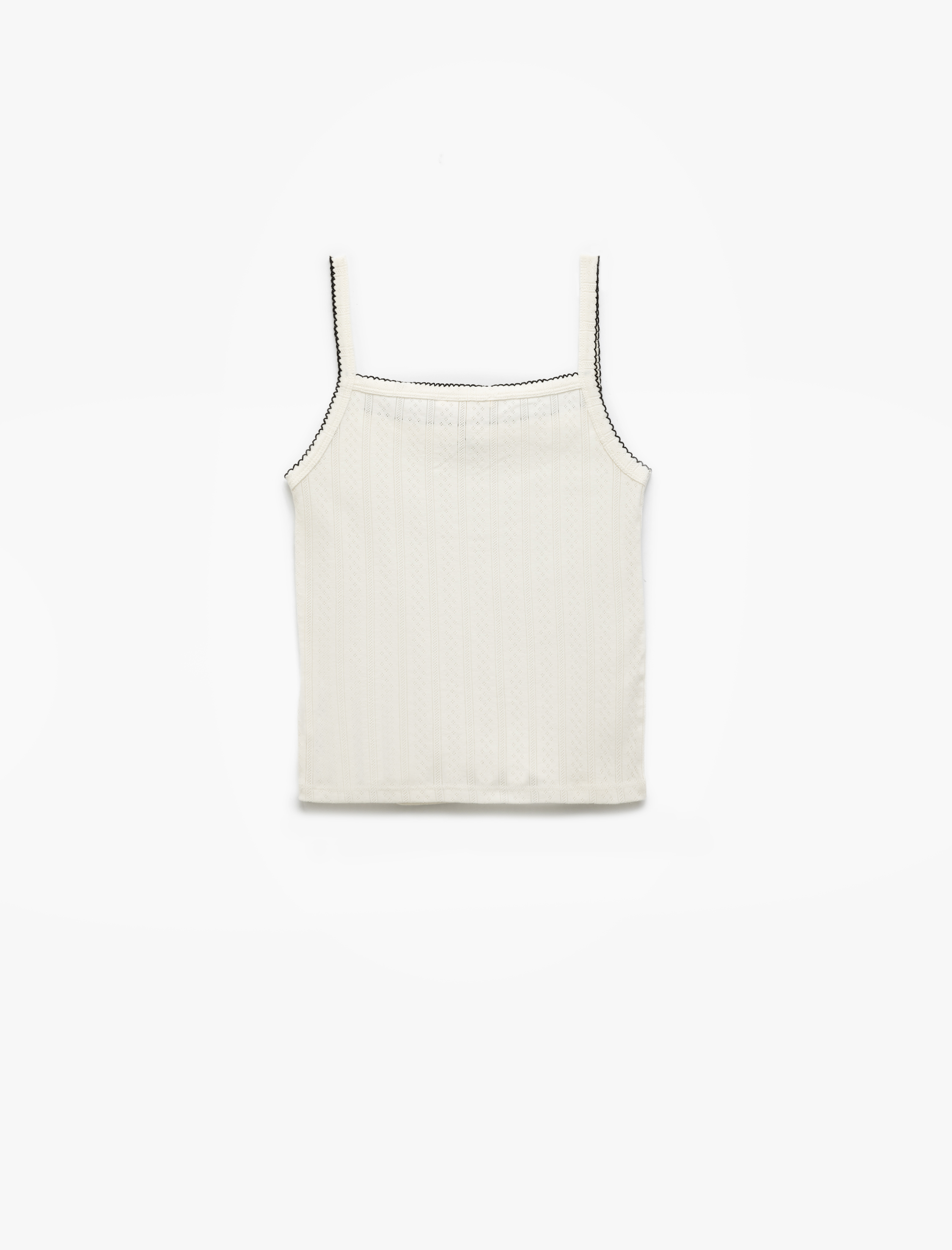   Slim Fit Pamuklu Ribanalı Kontrast Detaylı Askılı Atlet