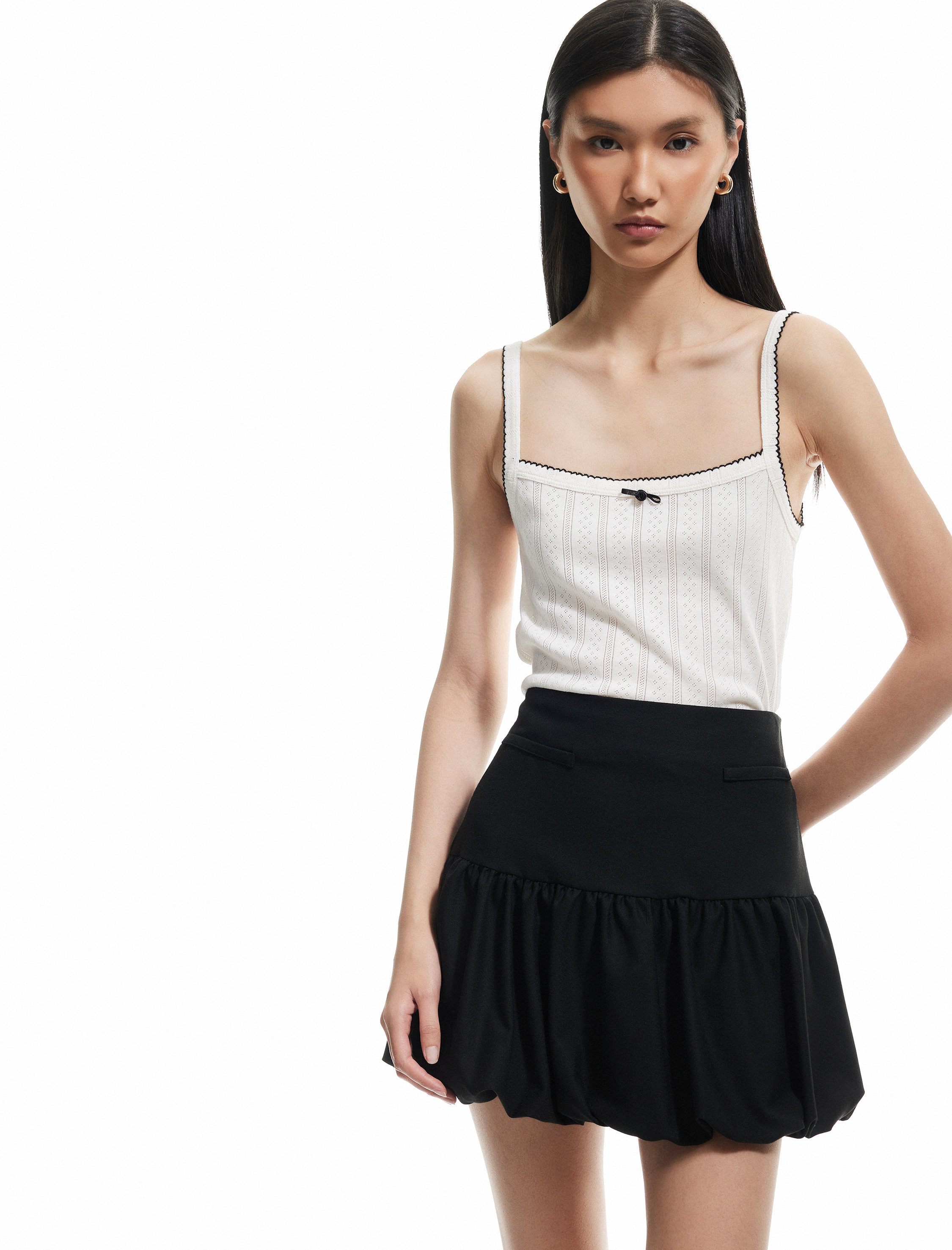   Slim Fit Pamuklu Ribanalı Kontrast Detaylı Askılı Atlet