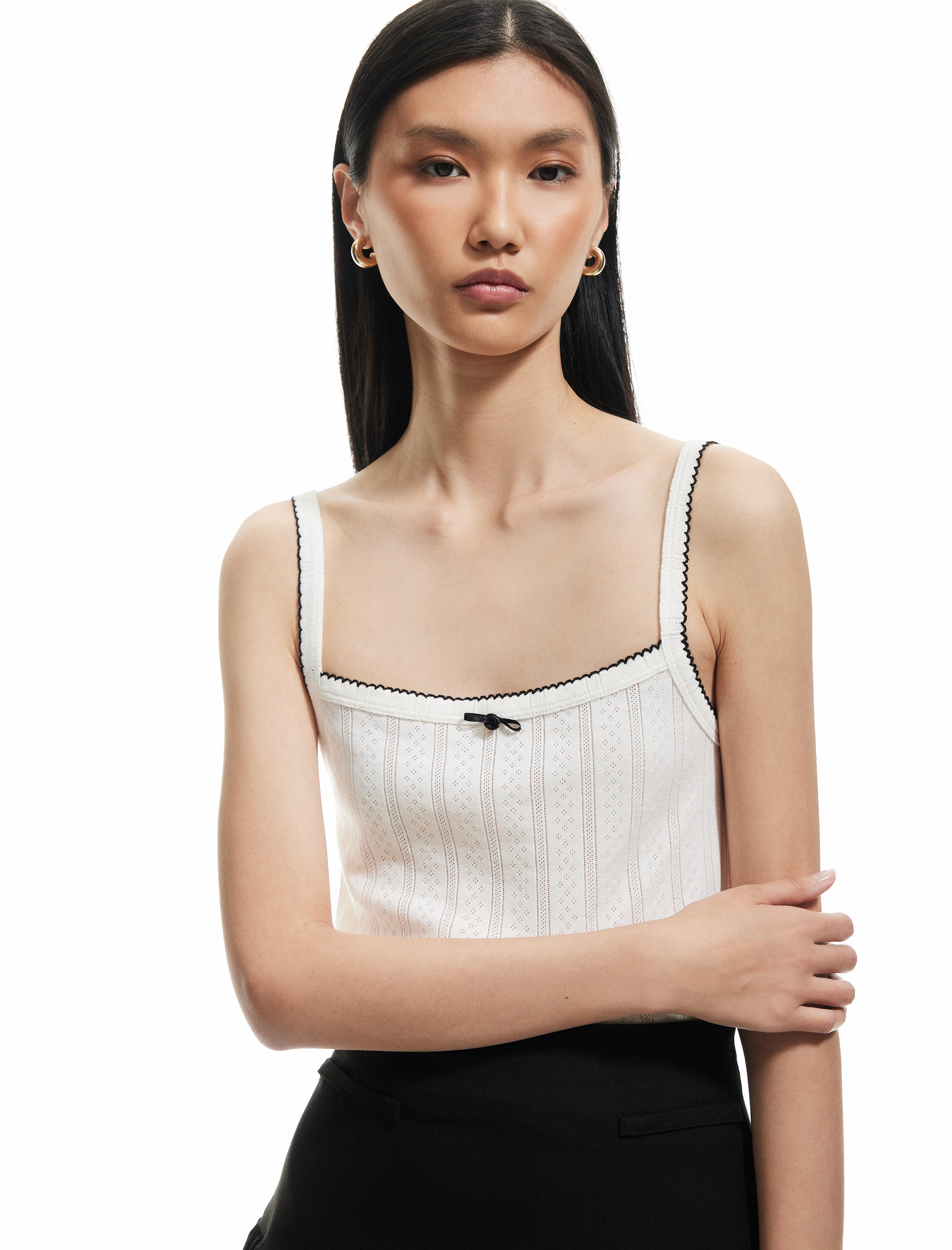   Slim Fit Pamuklu Ribanalı Kontrast Detaylı Askılı Atlet