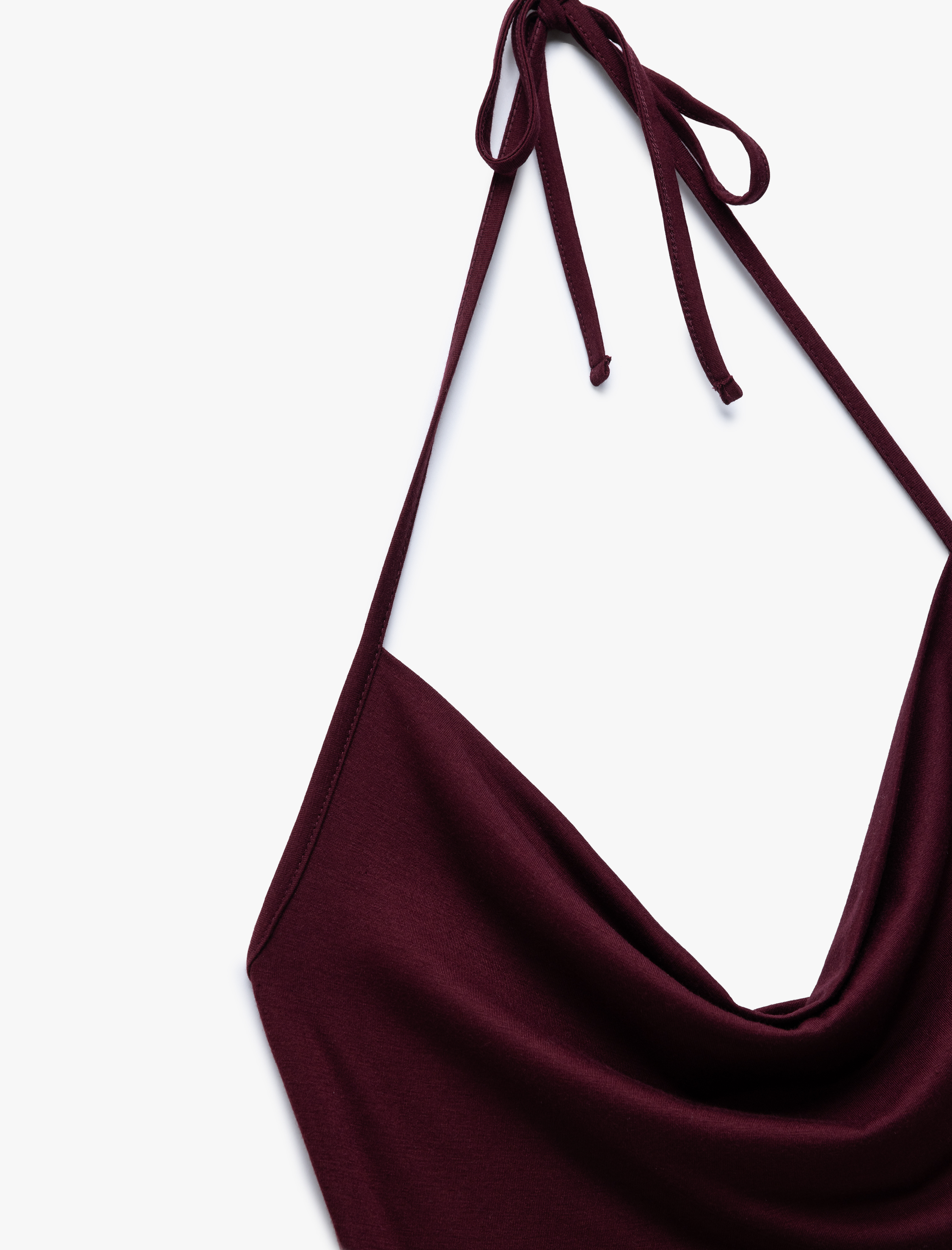   Slim Fit Boyundan Bağlamalı Crop Degaje Yaka Bluz