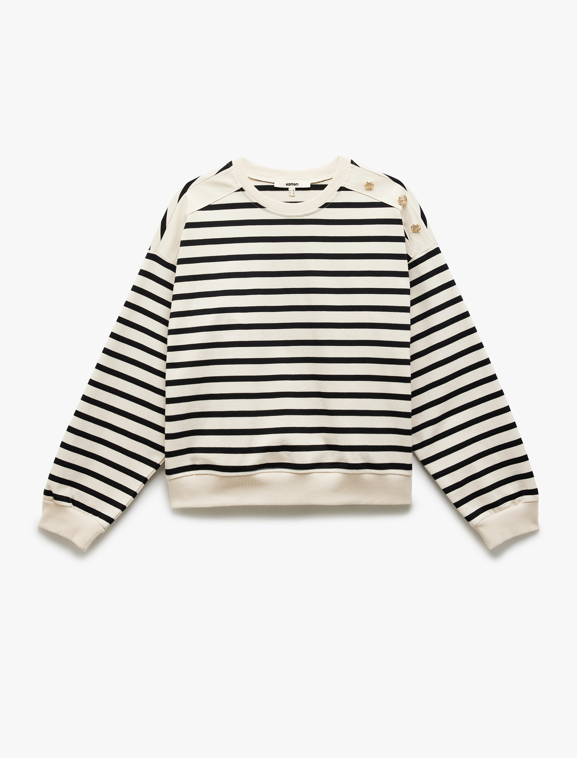   Pamuklu Düğme Detaylı Uzun Kollu Sweatshirt